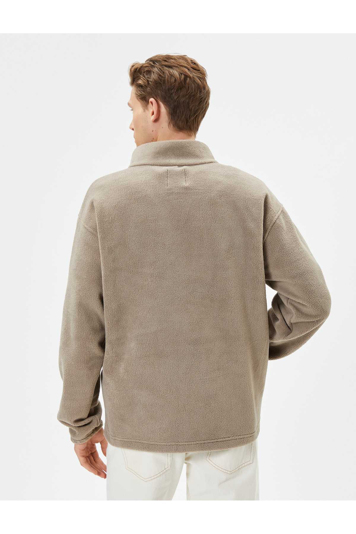 ژاکت مخمل دار یقه زیپ دار جیبی کانگورو