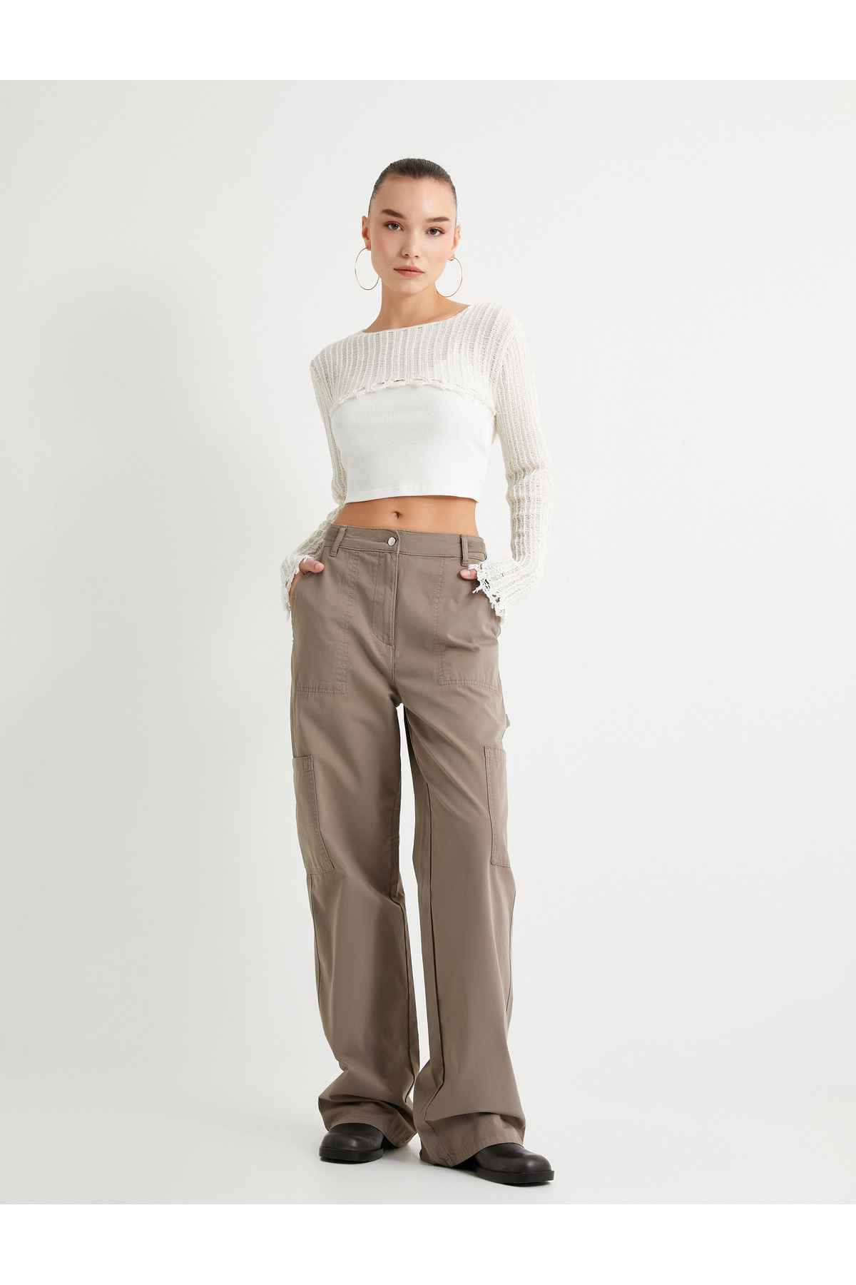 شلوار گشاد با جیب کمر بلند