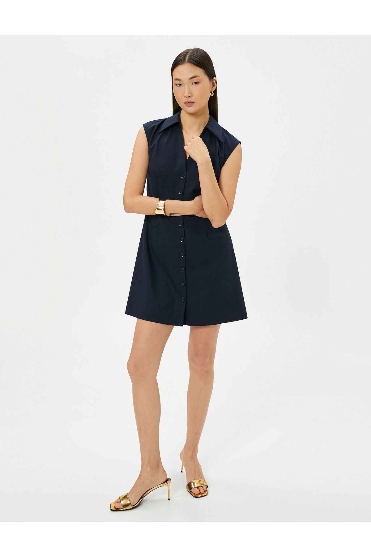 پیراهن مینی یقه دکمه دار