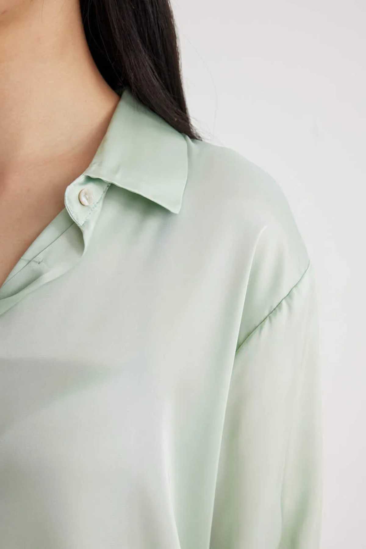 پیراهن معمولی پیراهن آستین بلند یقه ساتن