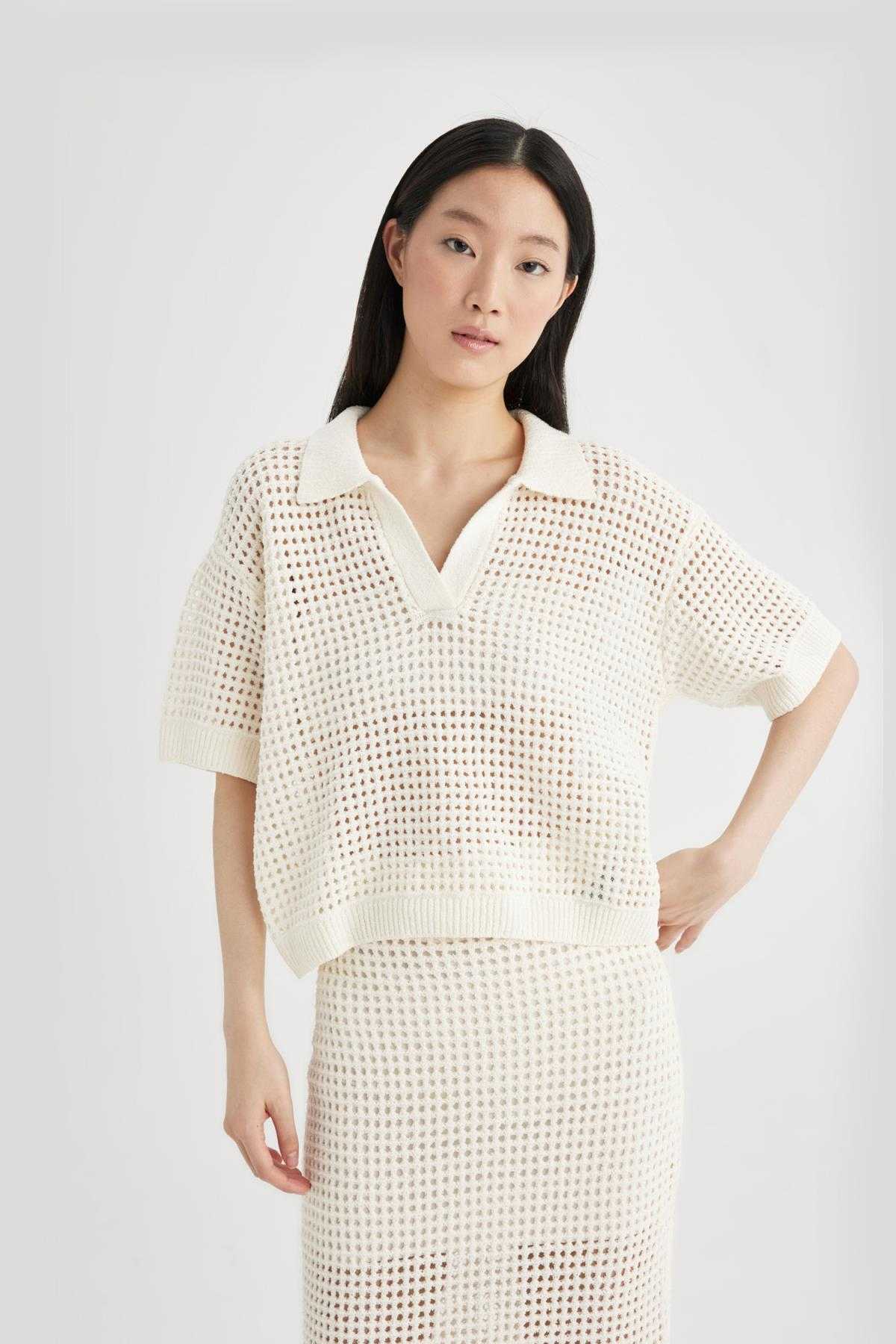 ژاکت بافتنی یقه روباز Relax Fit