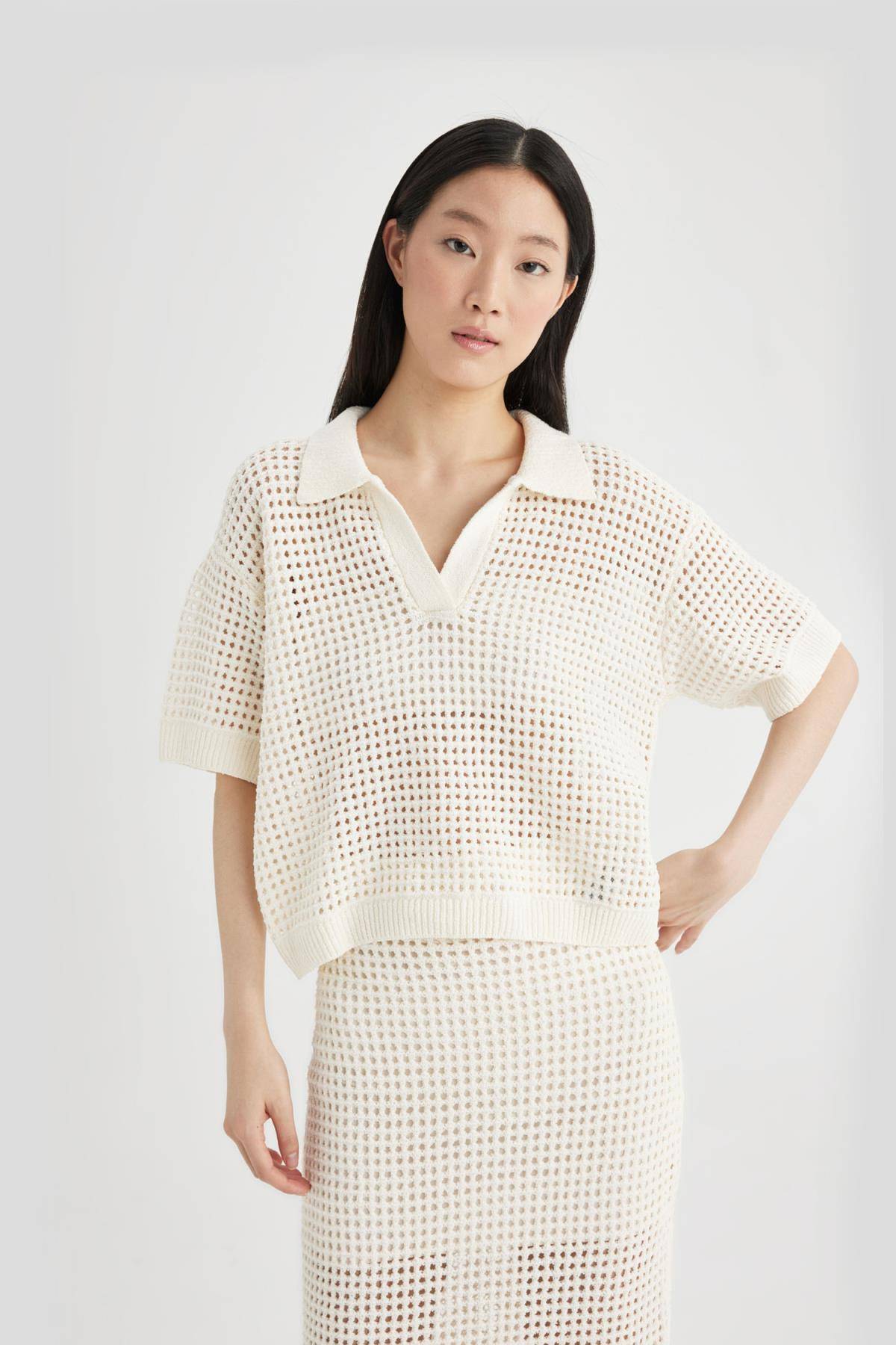 ژاکت بافتنی یقه روباز Relax Fit