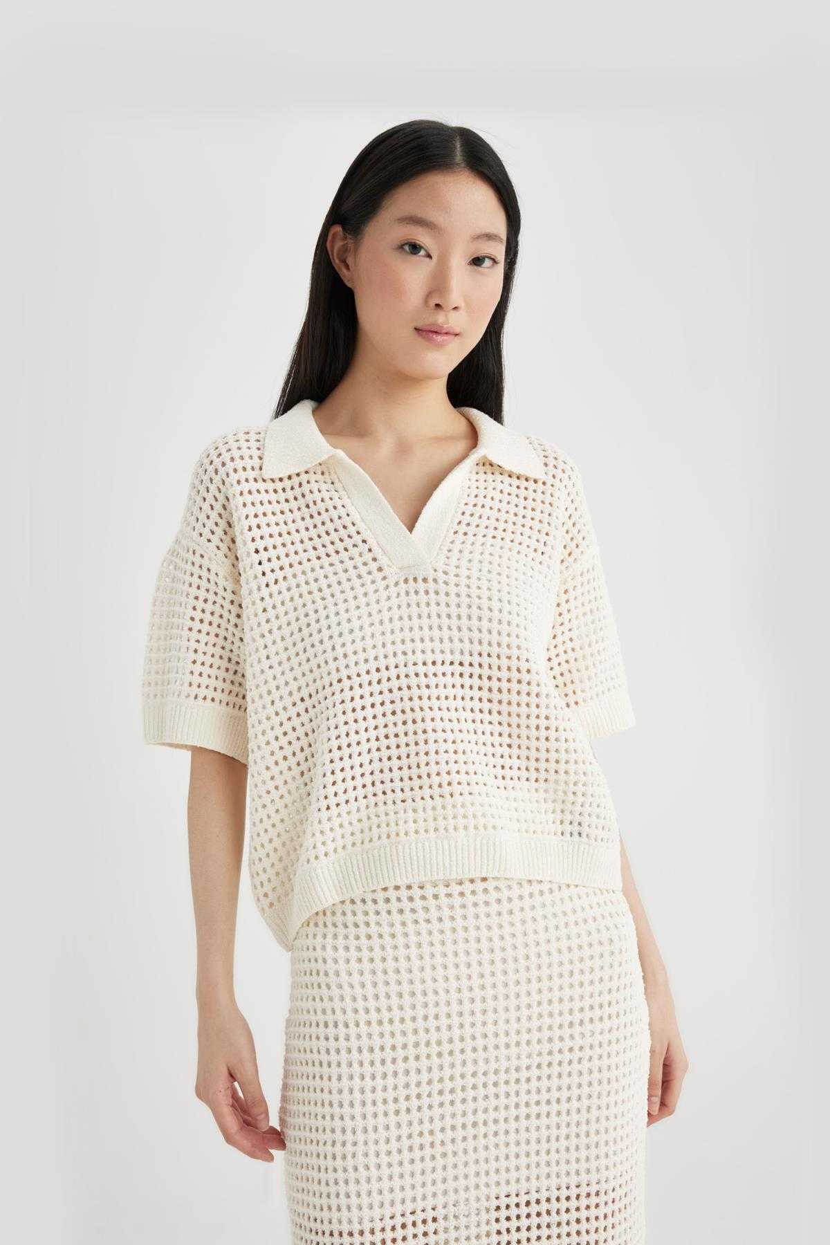 ژاکت بافتنی یقه روباز Relax Fit