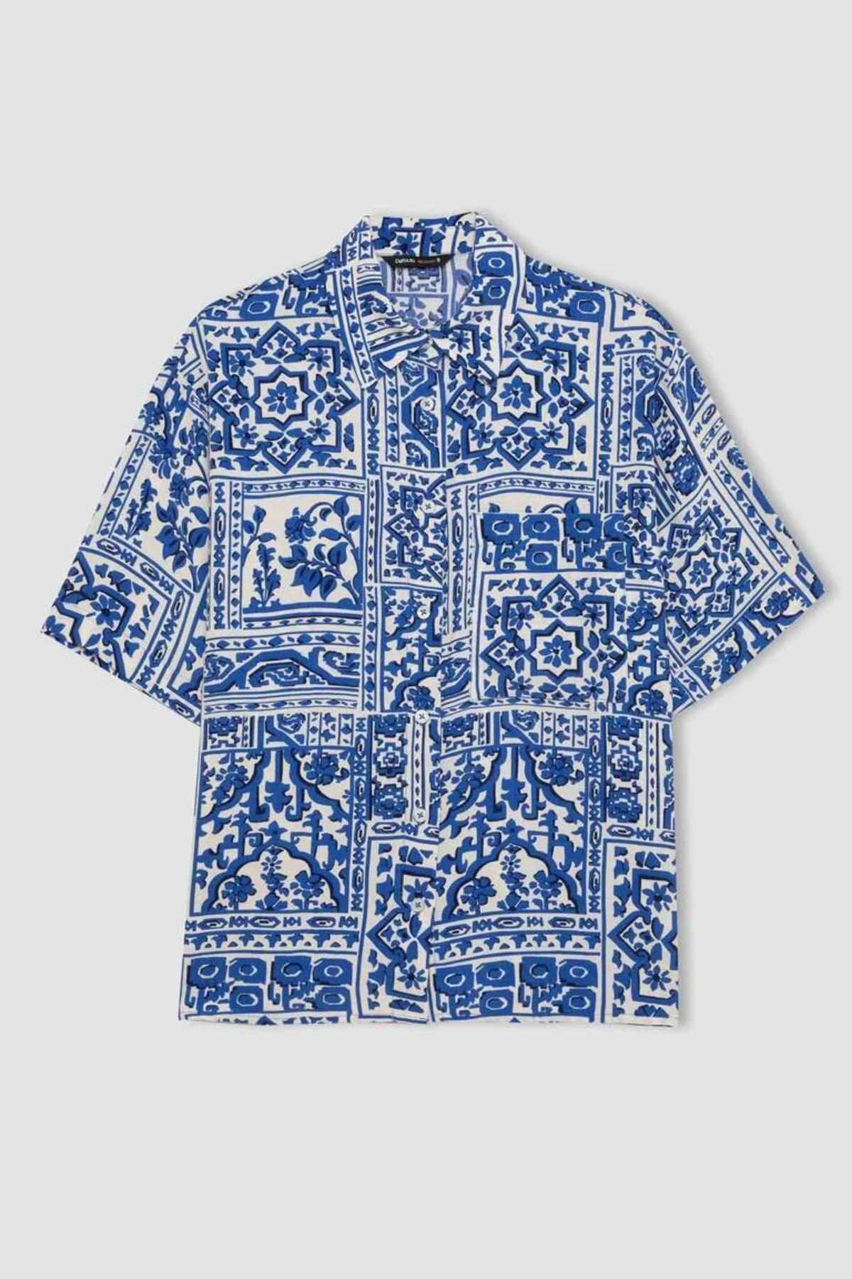 پیراهن آستین کوتاه طرح دار سایز بزرگ C8731ax24sm