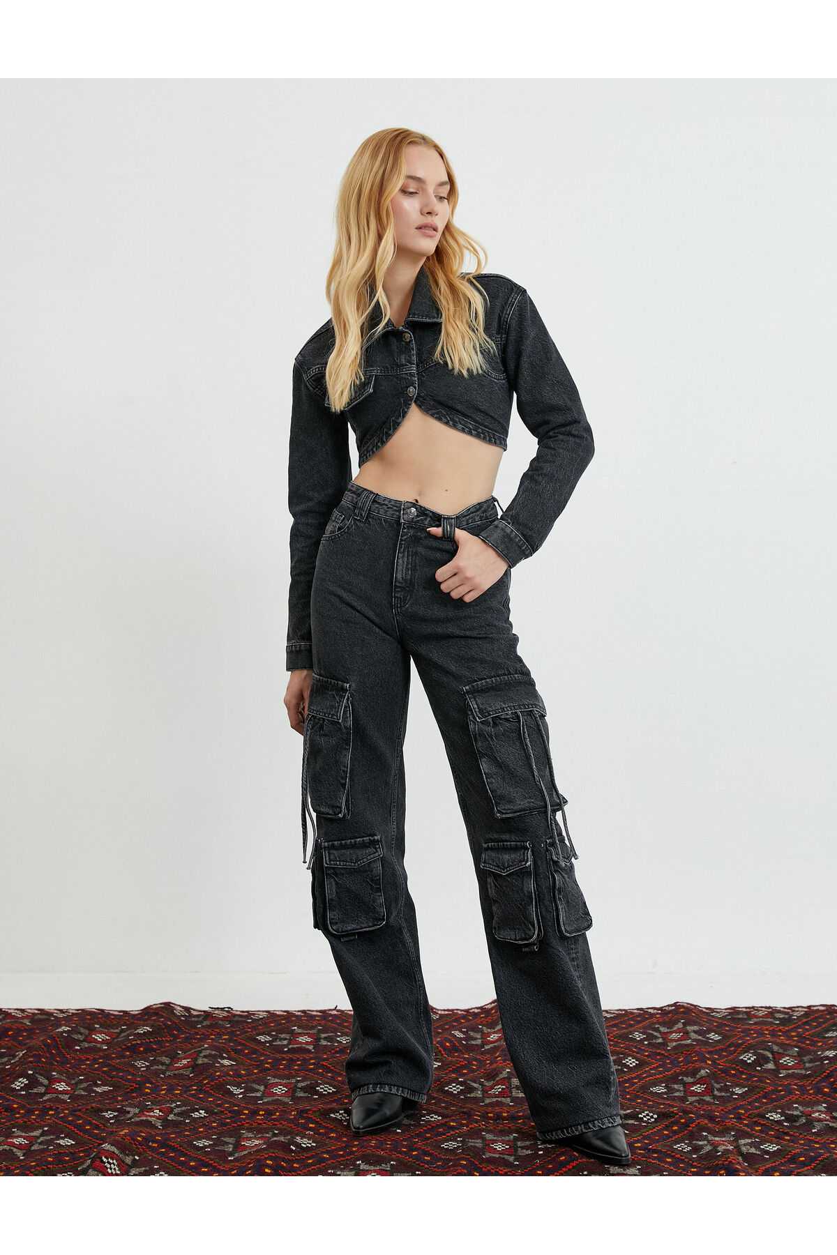 کت جین برش نامتقارن برش باریک و باریک