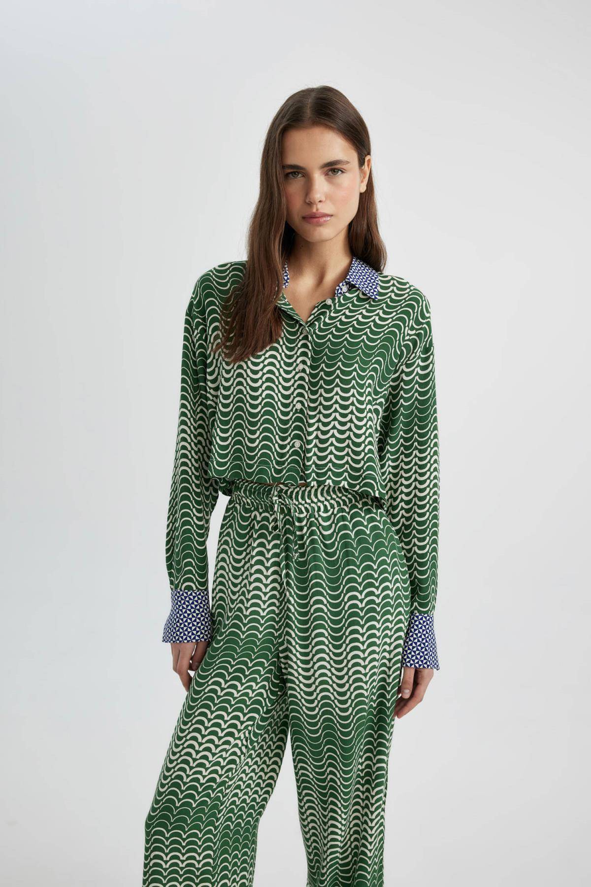 پیراهن آستین بلند مراکشی طرح دار