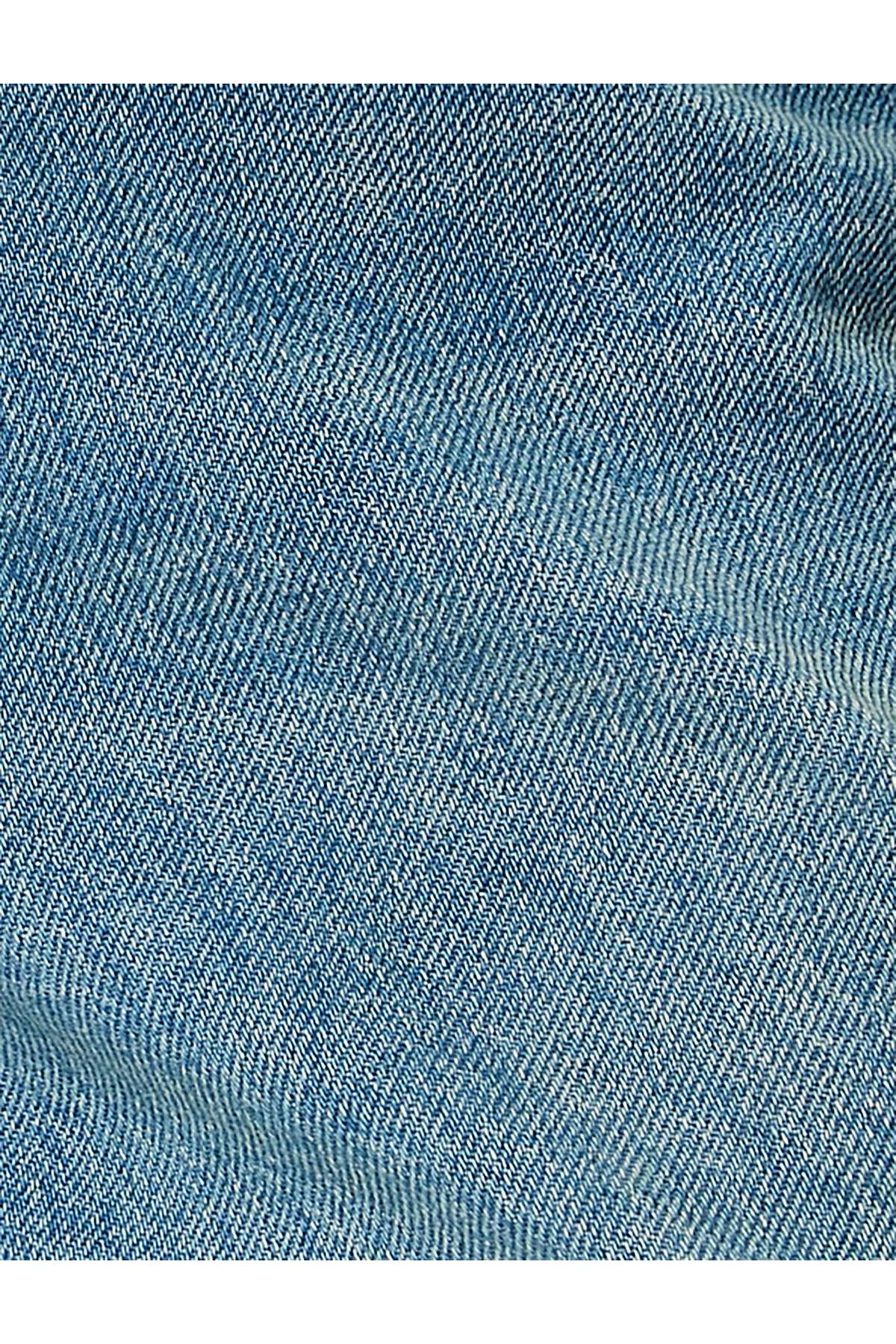 شلوار جین گشاد راسته با جیب های نخی - جین راسته گشاد