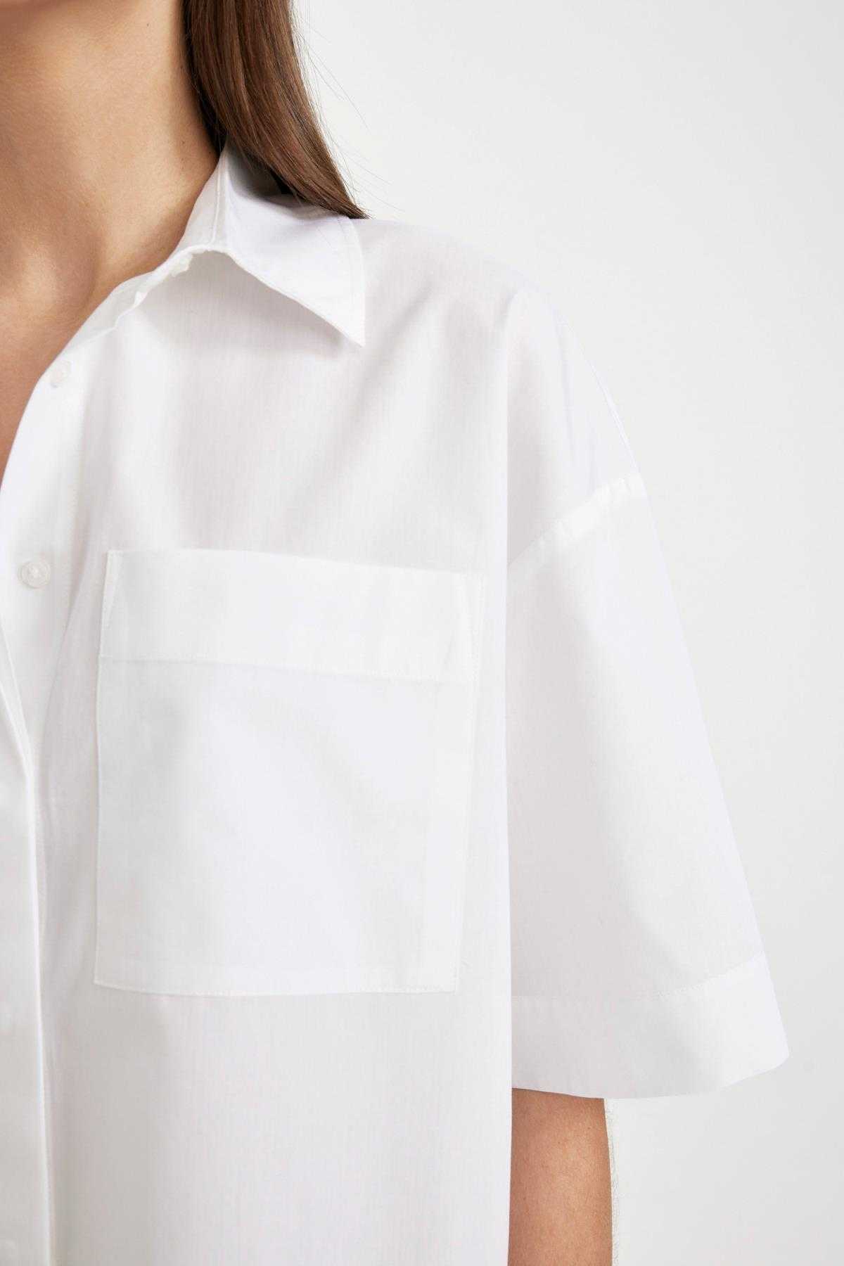 پیراهن آستین کوتاه پوپلین کراپ C8744ax24sm