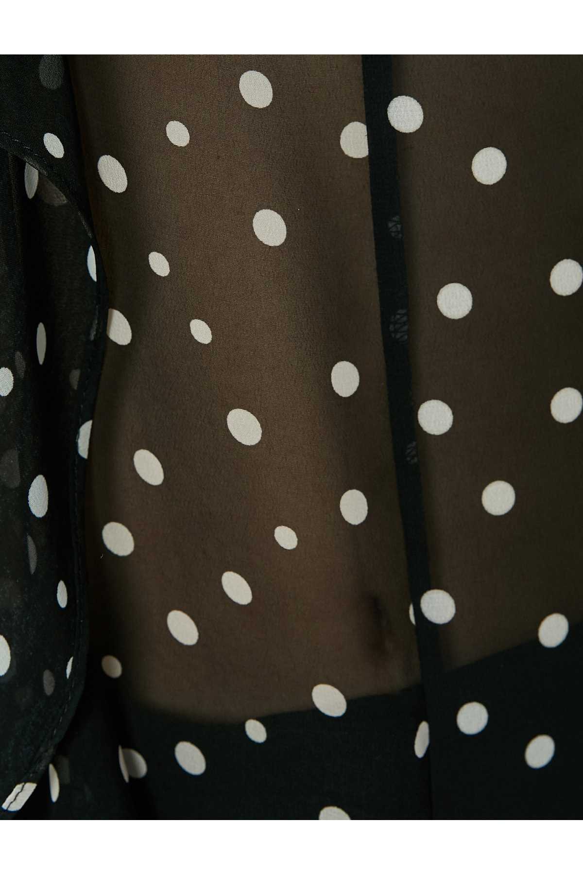 بلوز خال خالی روسری یقه آستین بلند