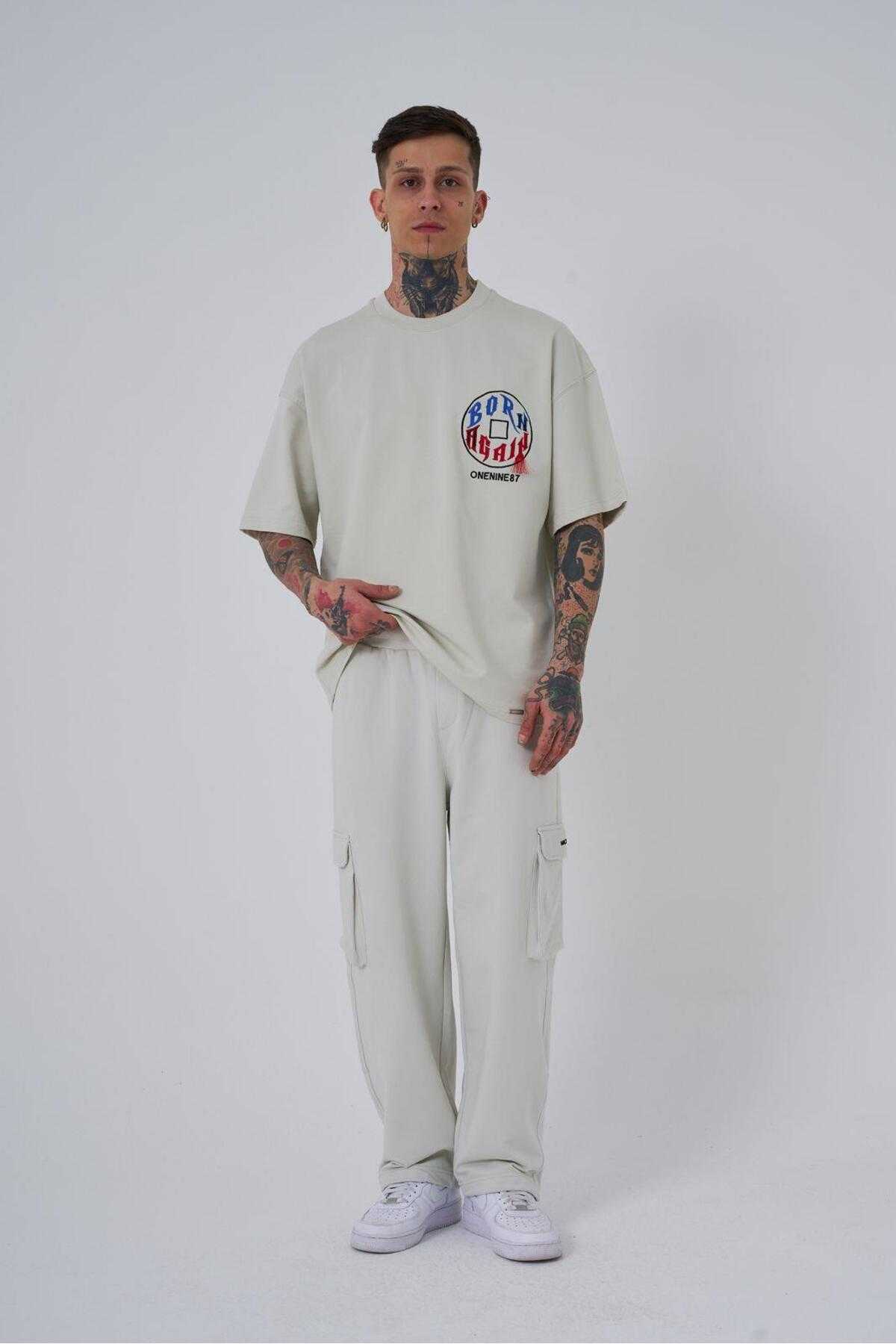 تیشرت مردانه اکرو سایز چاپ شده Just Wait