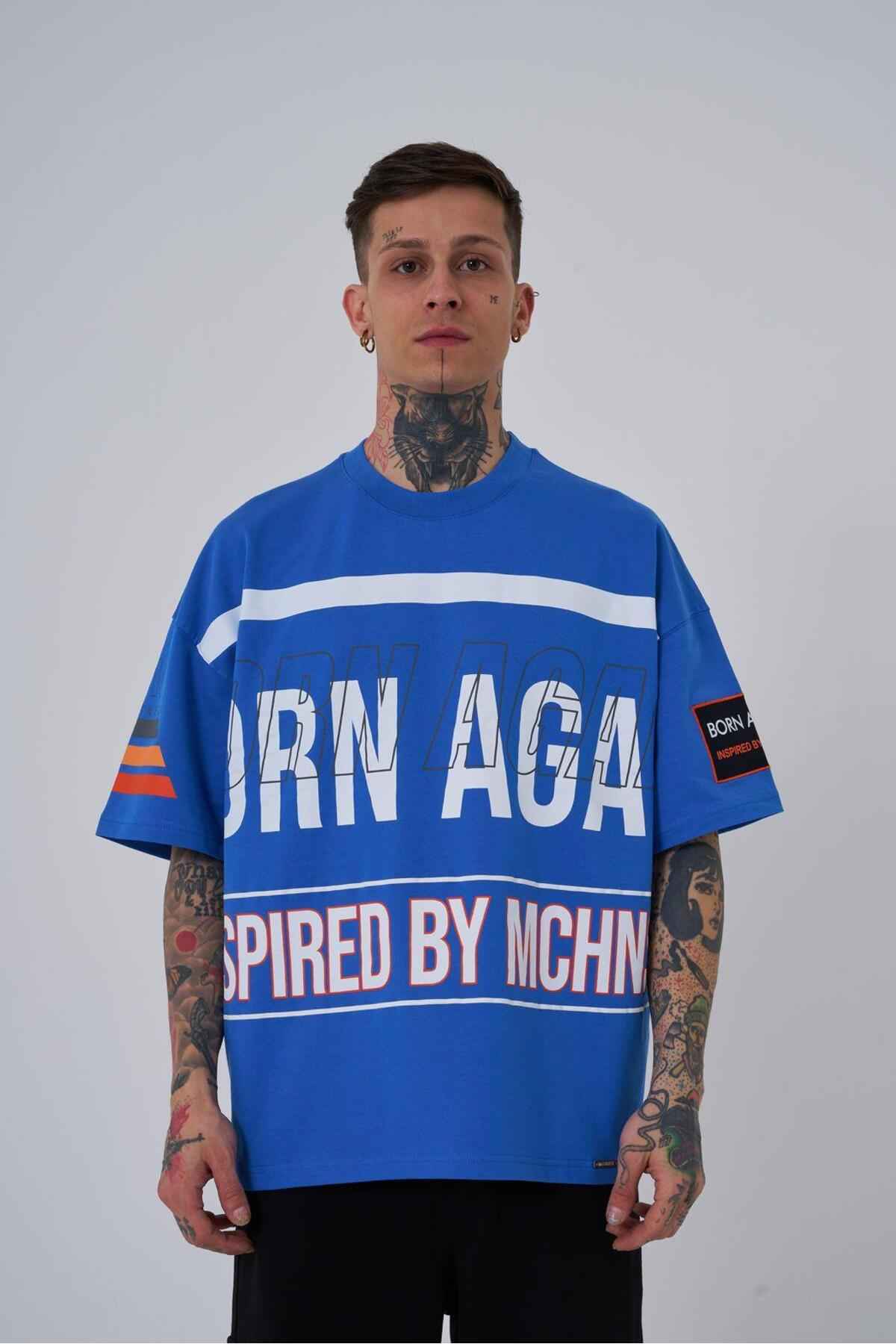 تیشرت اکرو سایز بزرگ مردانه با الهام از ماشین آلات