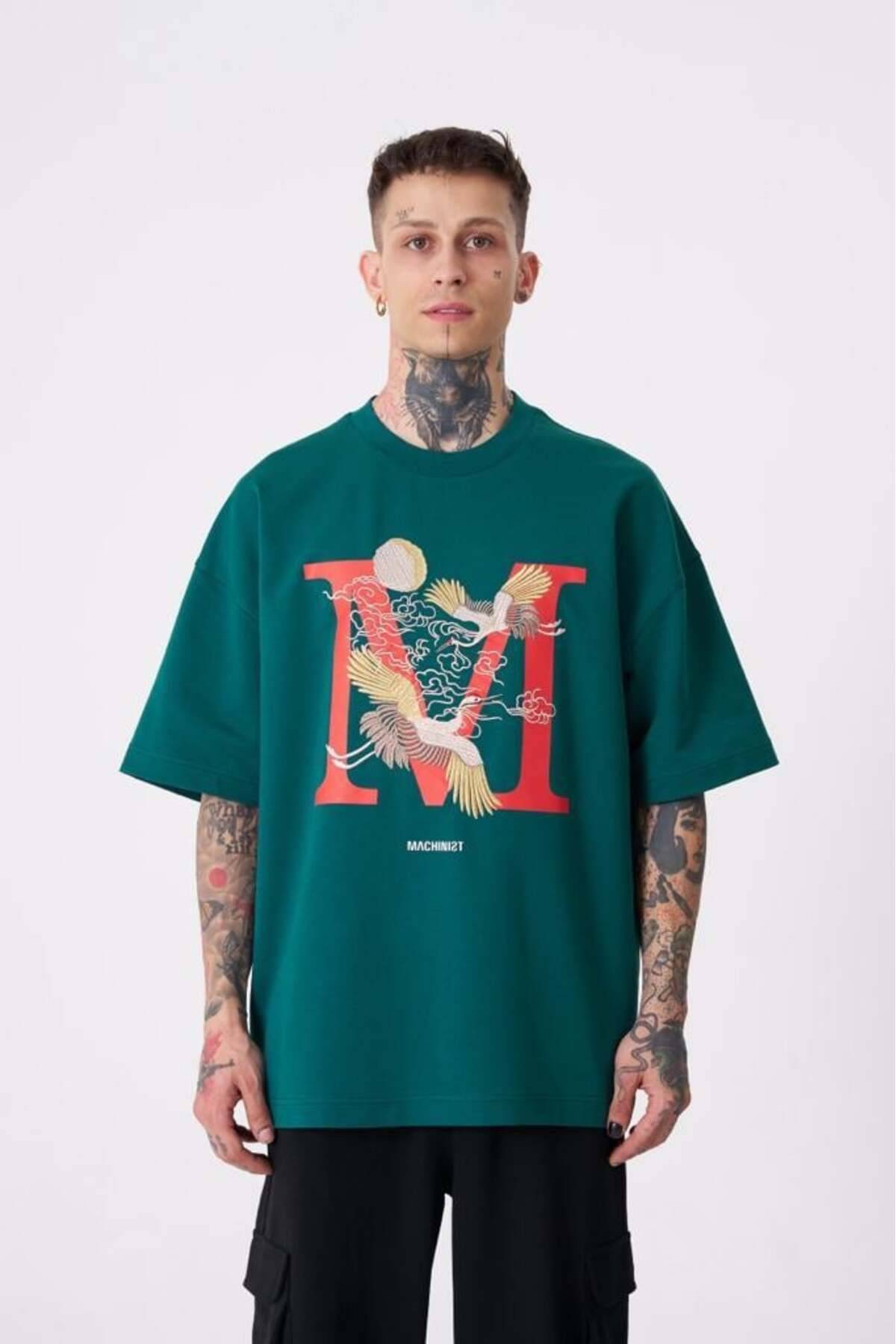 تیشرت مردانه بنفش با چاپ جرثقیل پرنده