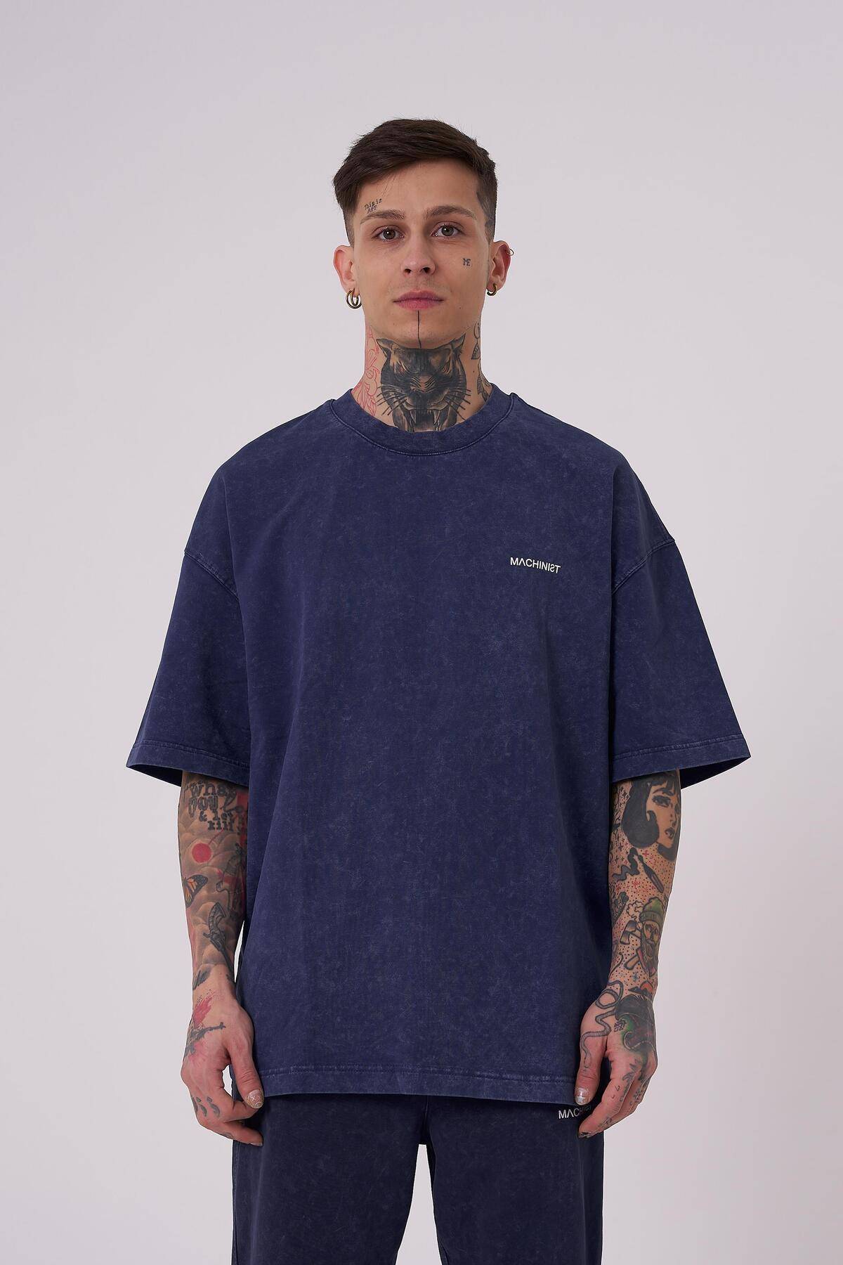 تیشرت مردانه لاکچری شسته شده پایه اور سایز خالدار خاکستری