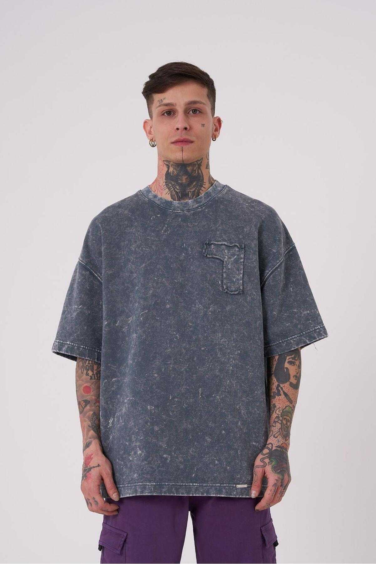 تیشرت ابری نیلی سایز بزرگ مردانه Be Bold Be You قابل شستشو