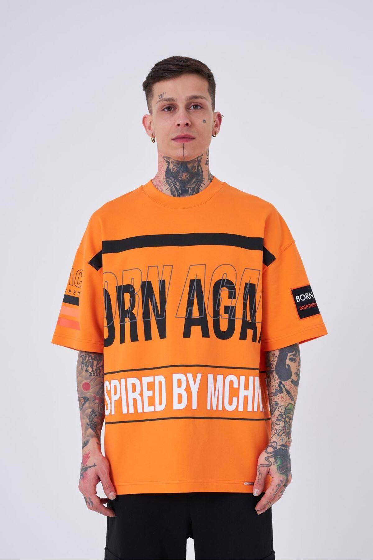 تیشرت اکرو سایز بزرگ مردانه با الهام از ماشین آلات