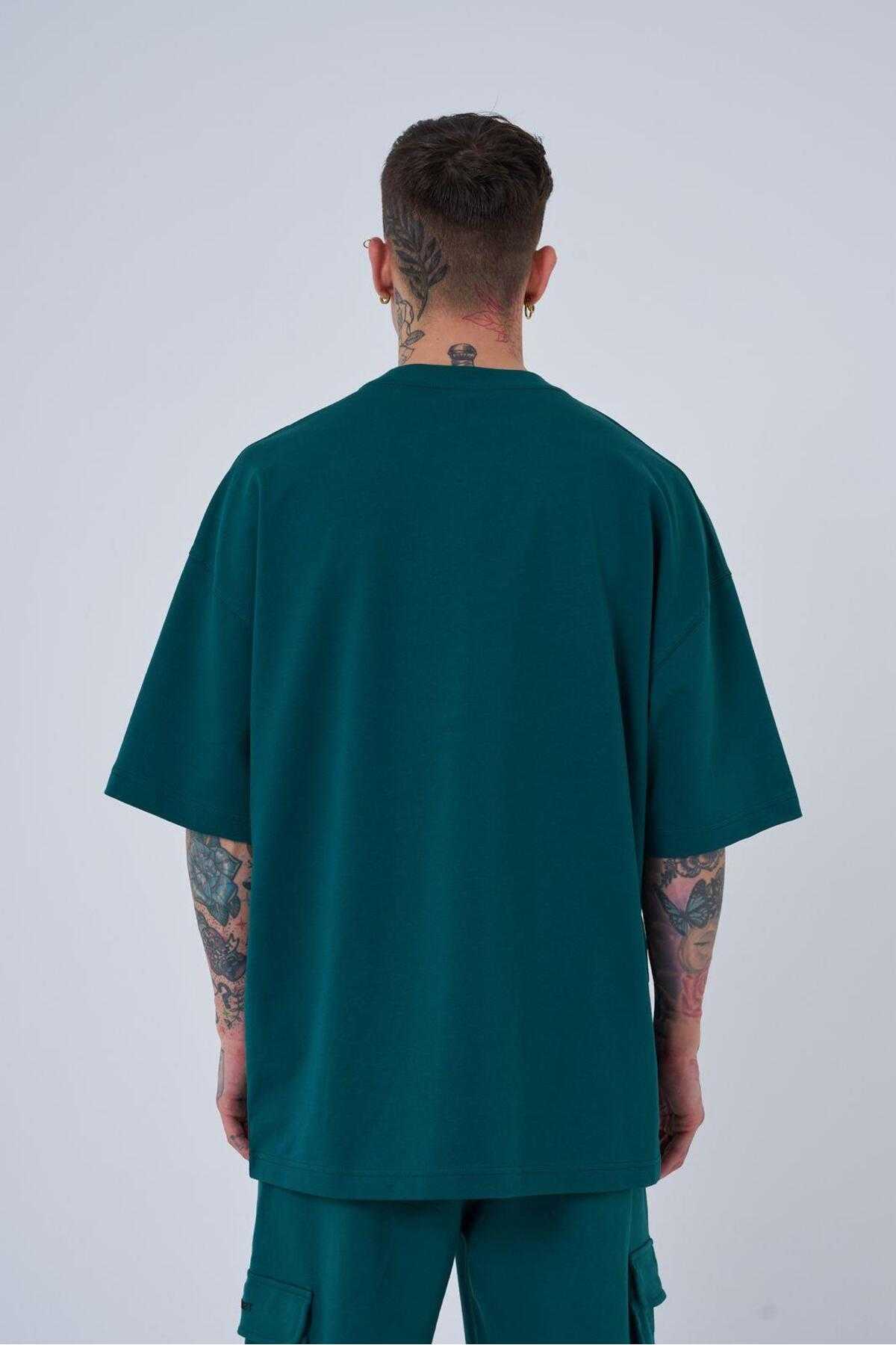 تیشرت اکرو سایز چاپی پچ گل مردانه