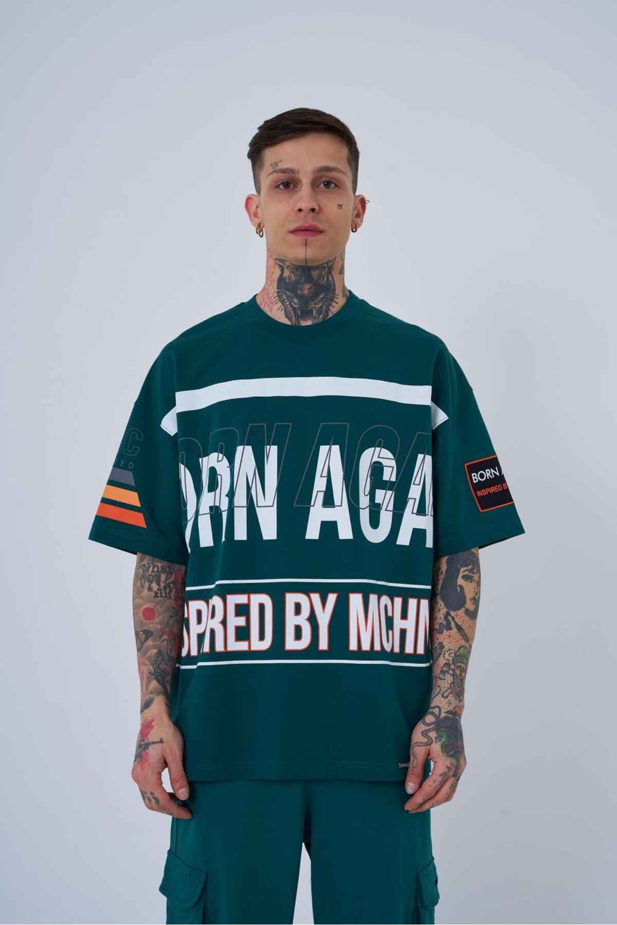 تیشرت اکرو سایز بزرگ مردانه با الهام از ماشین آلات