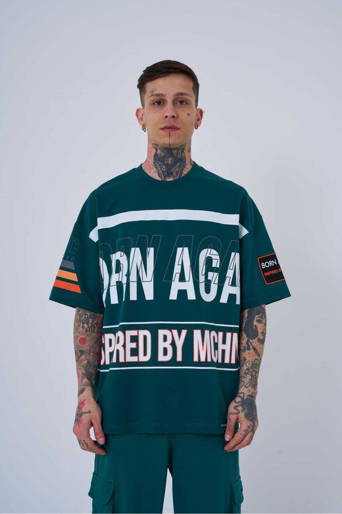 تیشرت اکرو سایز بزرگ مردانه با الهام از ماشین آلات