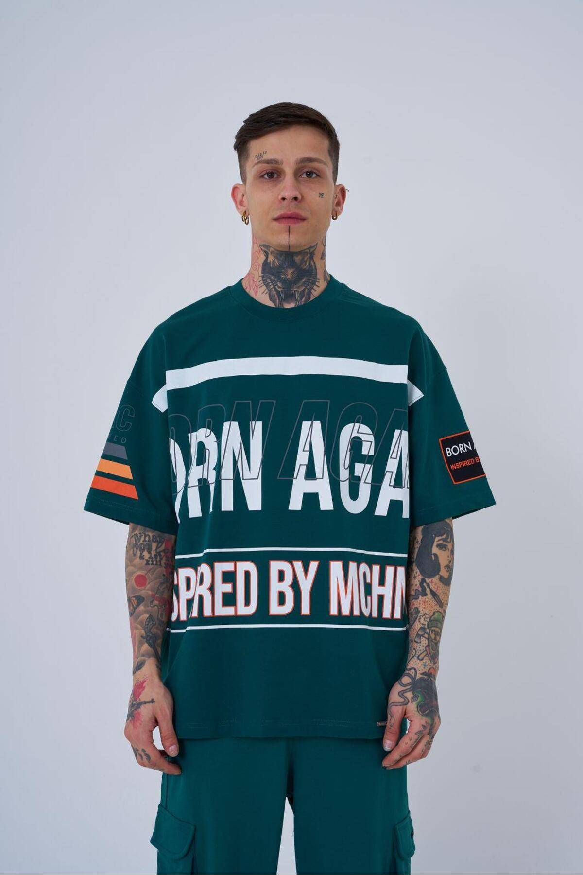 تیشرت اکرو سایز بزرگ مردانه با الهام از ماشین آلات