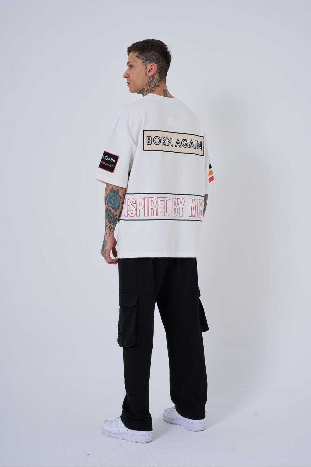 تیشرت اکرو سایز بزرگ مردانه با الهام از ماشین آلات