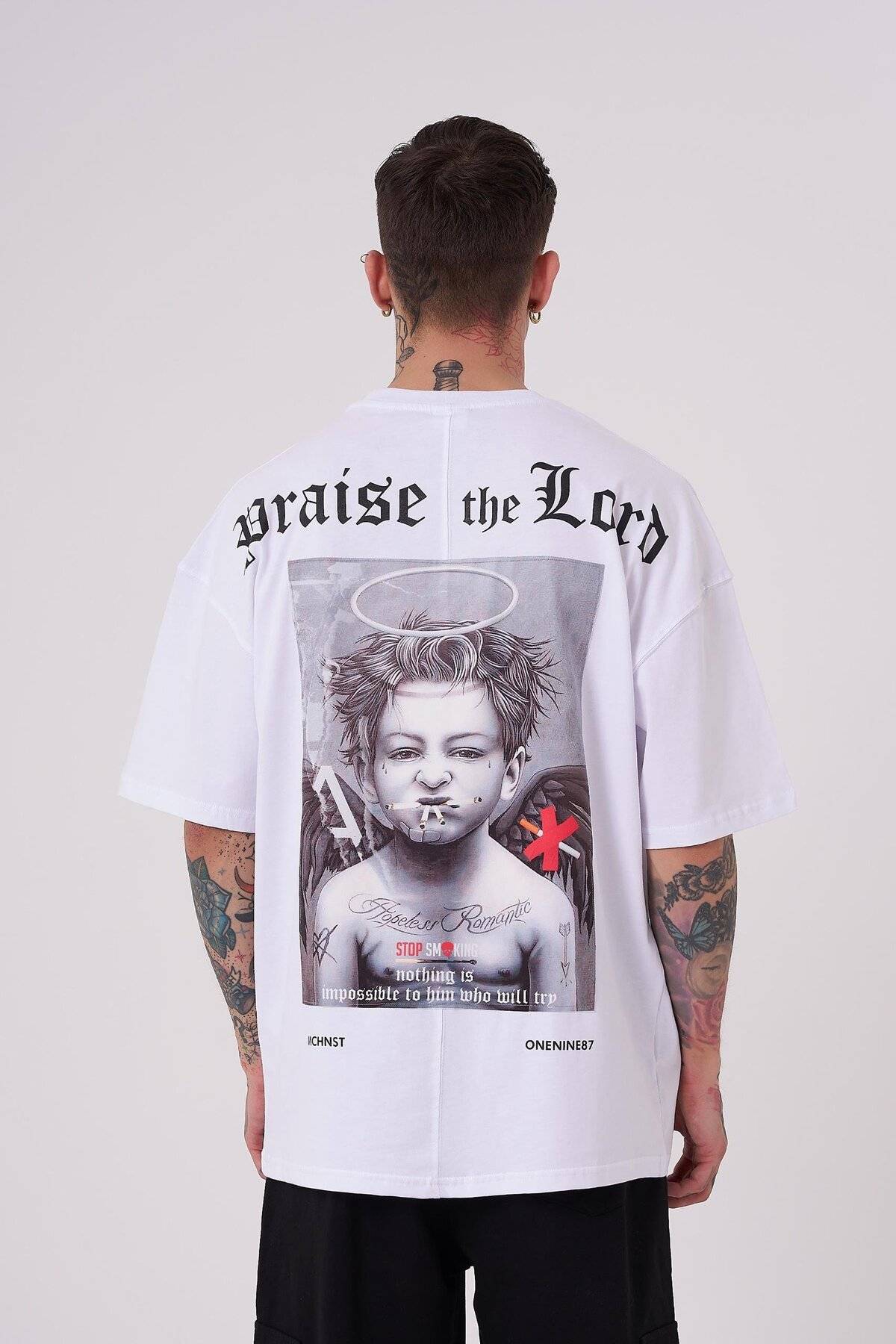 تیشرت مشکی سایز بزرگ مردانه با چاپ فرشته بد