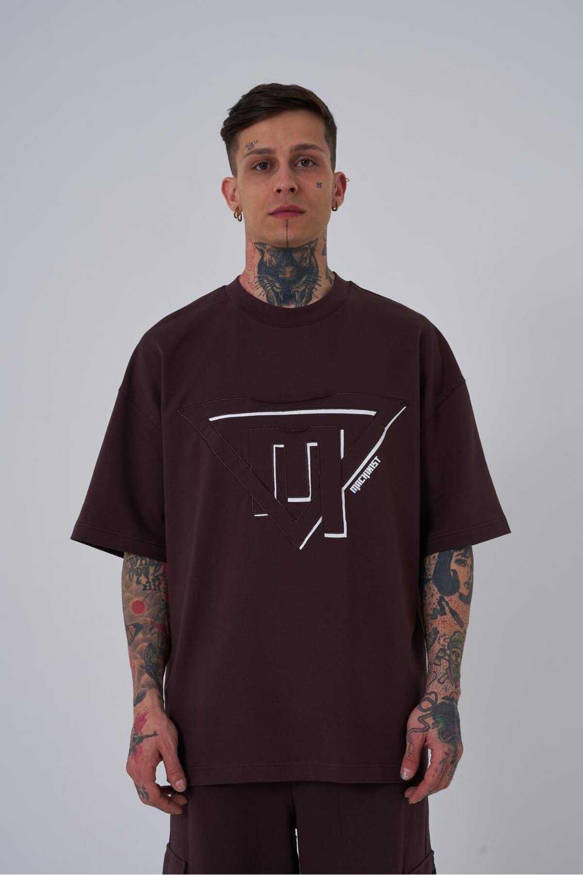 تیشرت مردانه سه گانه قهوه ای چاپ شده