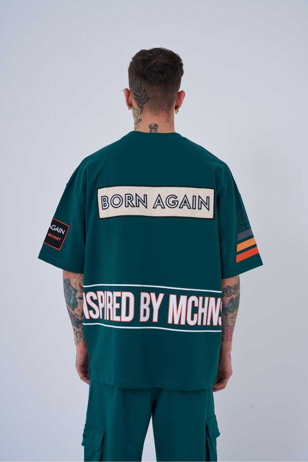 تیشرت اکرو سایز بزرگ مردانه با الهام از ماشین آلات