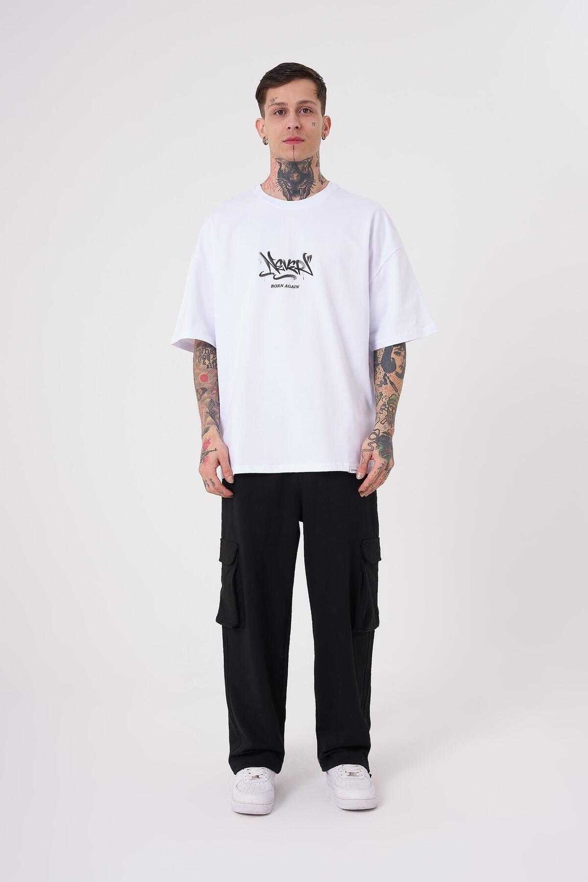 تیشرت مردانه گلوری شاین چاپ سایز بزرگ یخی خاکستری