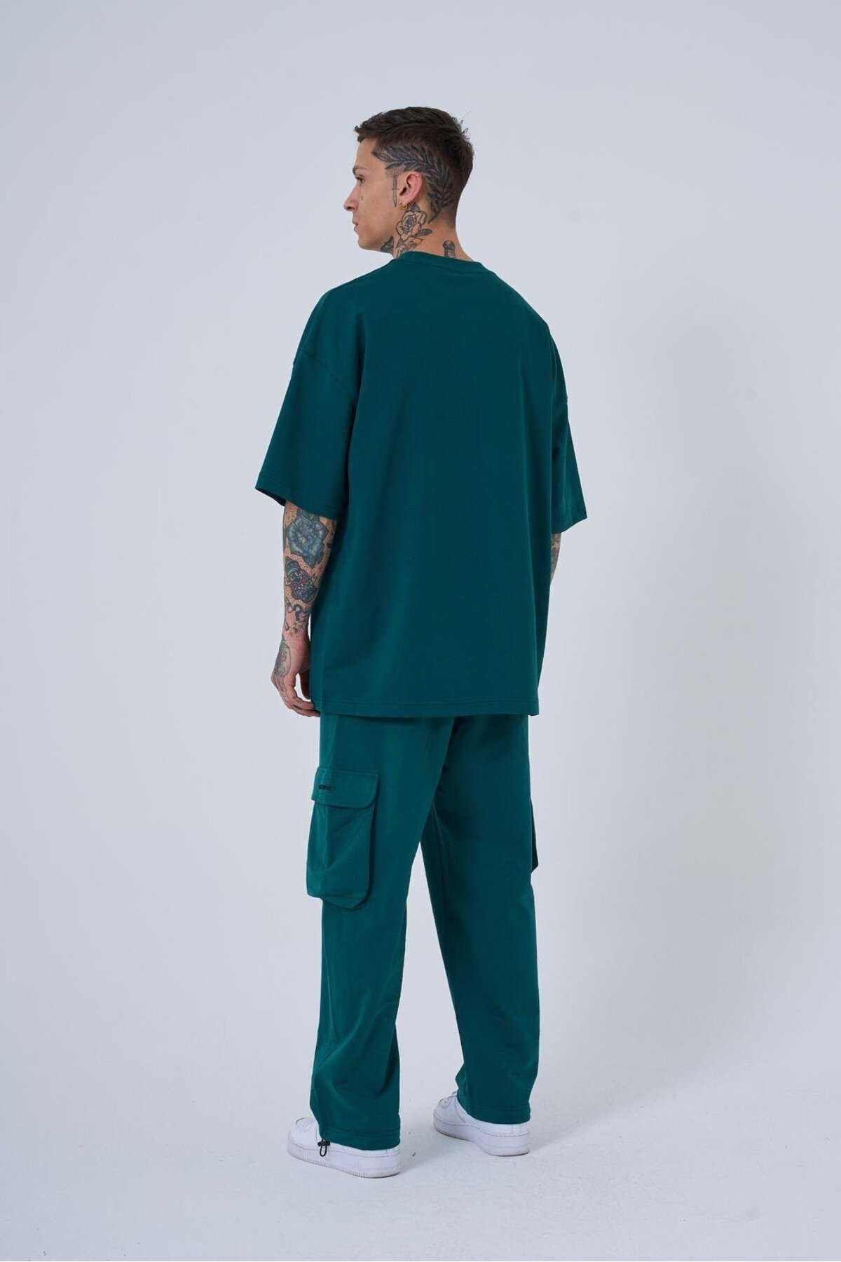 تیشرت اکرو سایز چاپی پچ گل مردانه