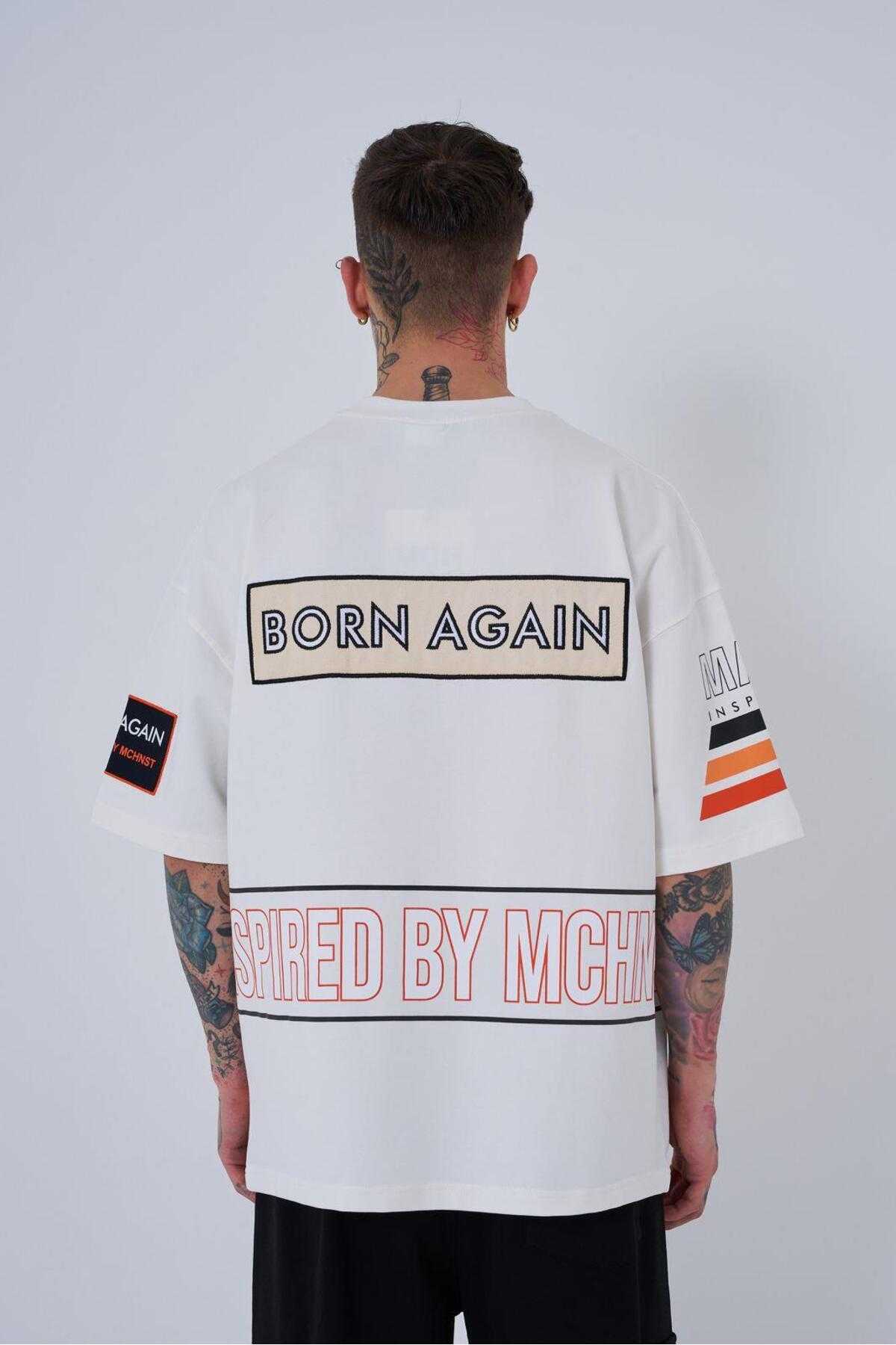 تیشرت اکرو سایز بزرگ مردانه با الهام از ماشین آلات