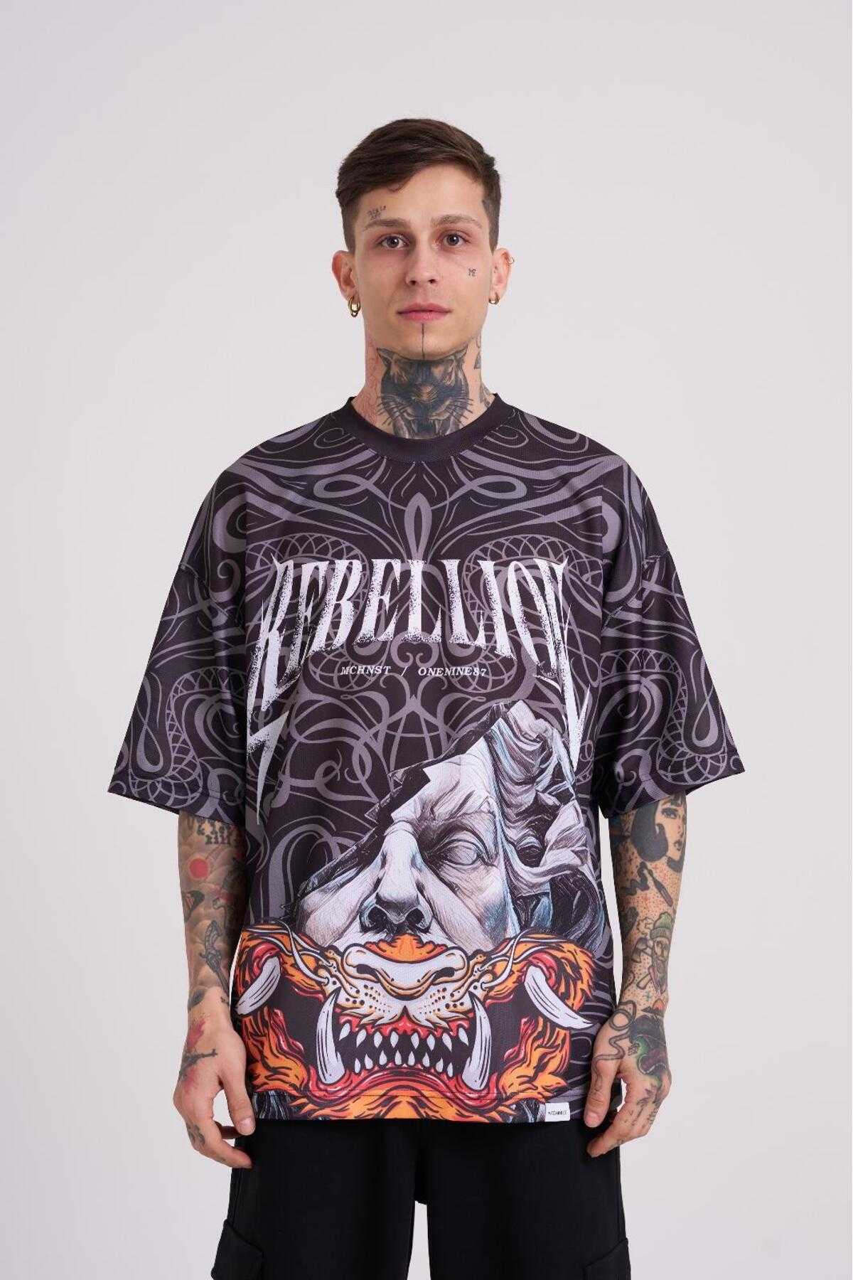 تیشرت مردانه مشکی چاپ شورش