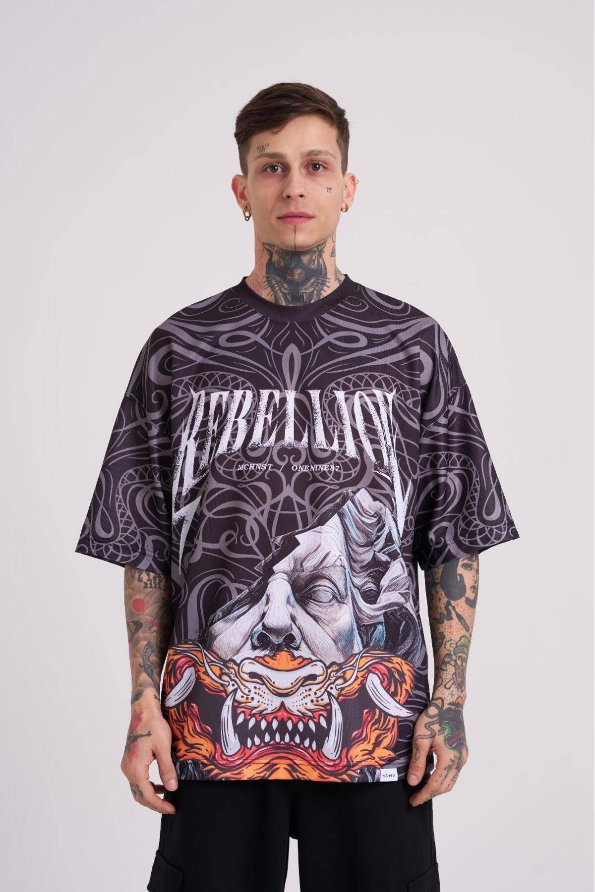 تیشرت مردانه مشکی چاپ شورش