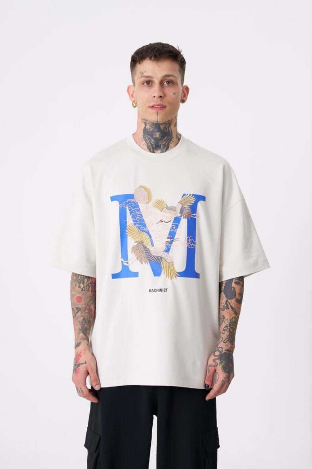 تیشرت مردانه بنفش با چاپ جرثقیل پرنده