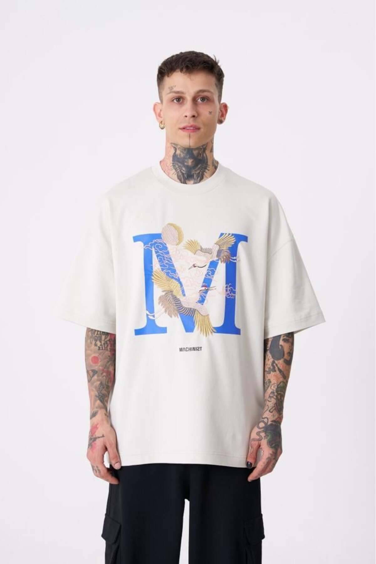 تیشرت مردانه بنفش با چاپ جرثقیل پرنده