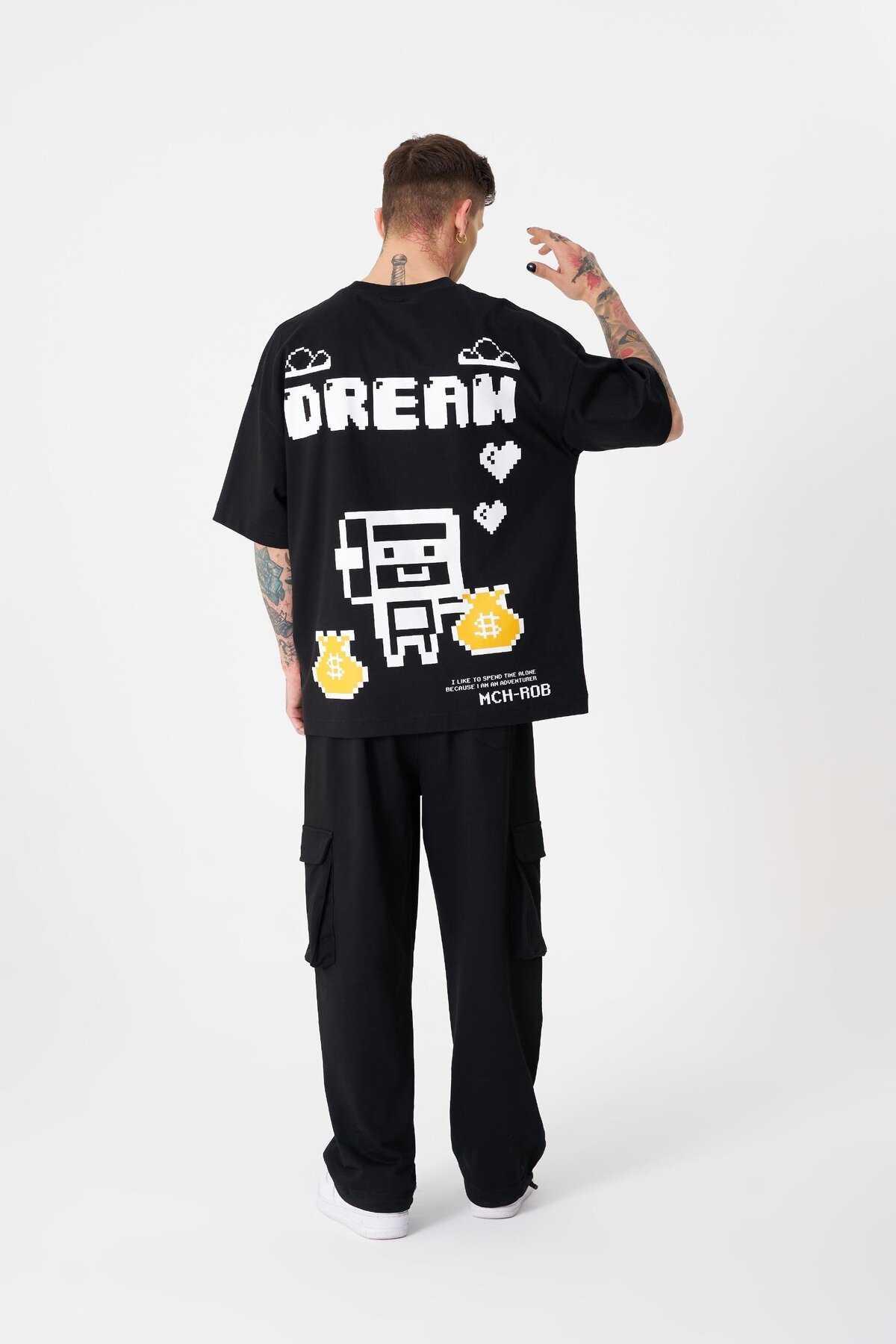 تیشرت مردانه رویایی ROB چاپ شده در سایز بزرگ سبز روشن