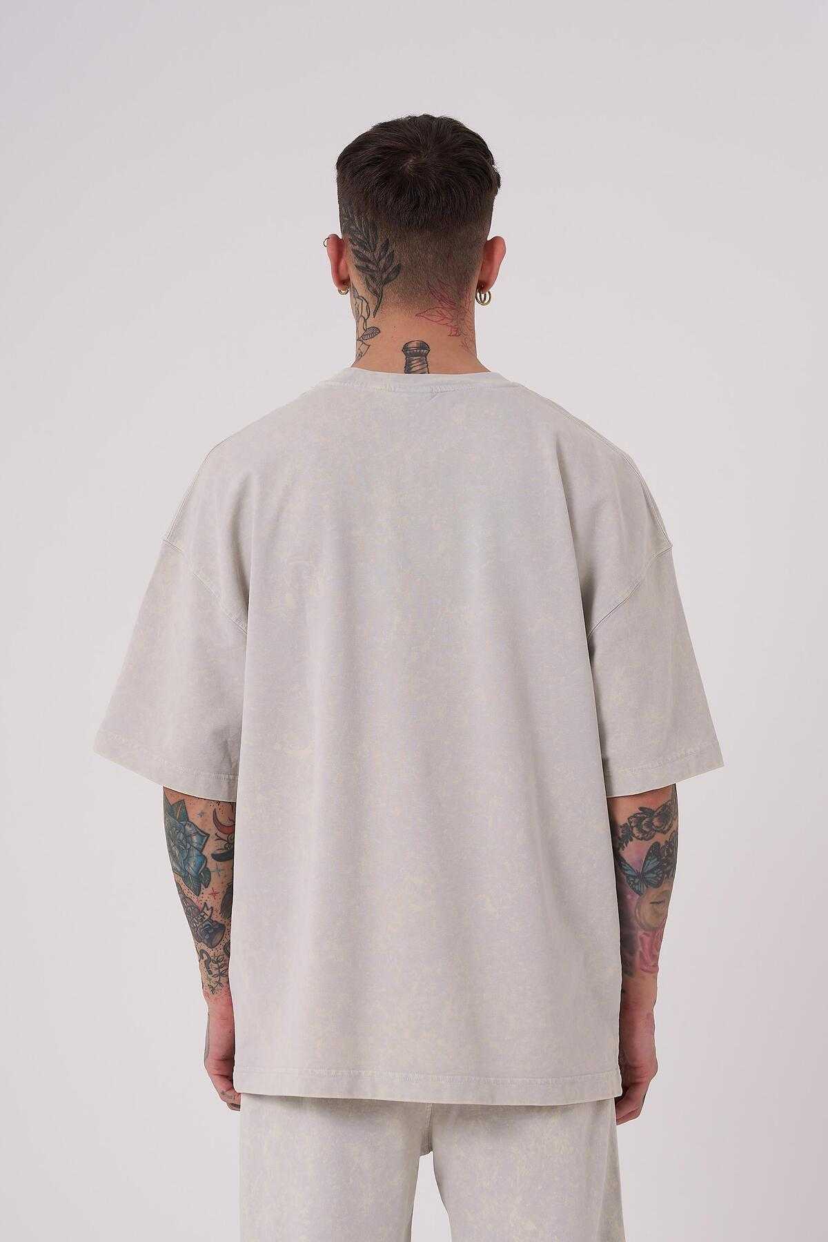 تیشرت مردانه لاکچری شسته شده پایه اور سایز خالدار خاکستری