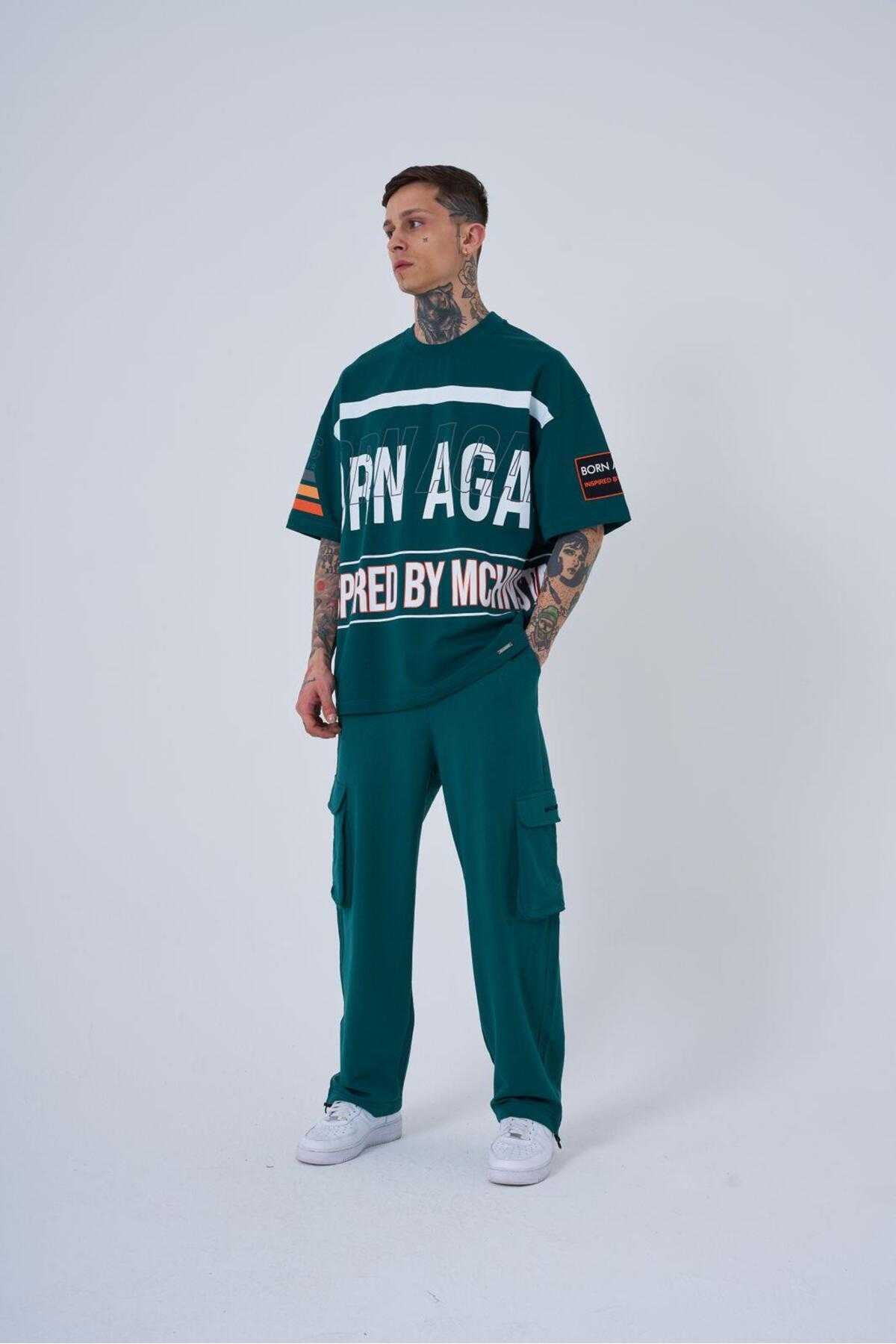 تیشرت اکرو سایز بزرگ مردانه با الهام از ماشین آلات