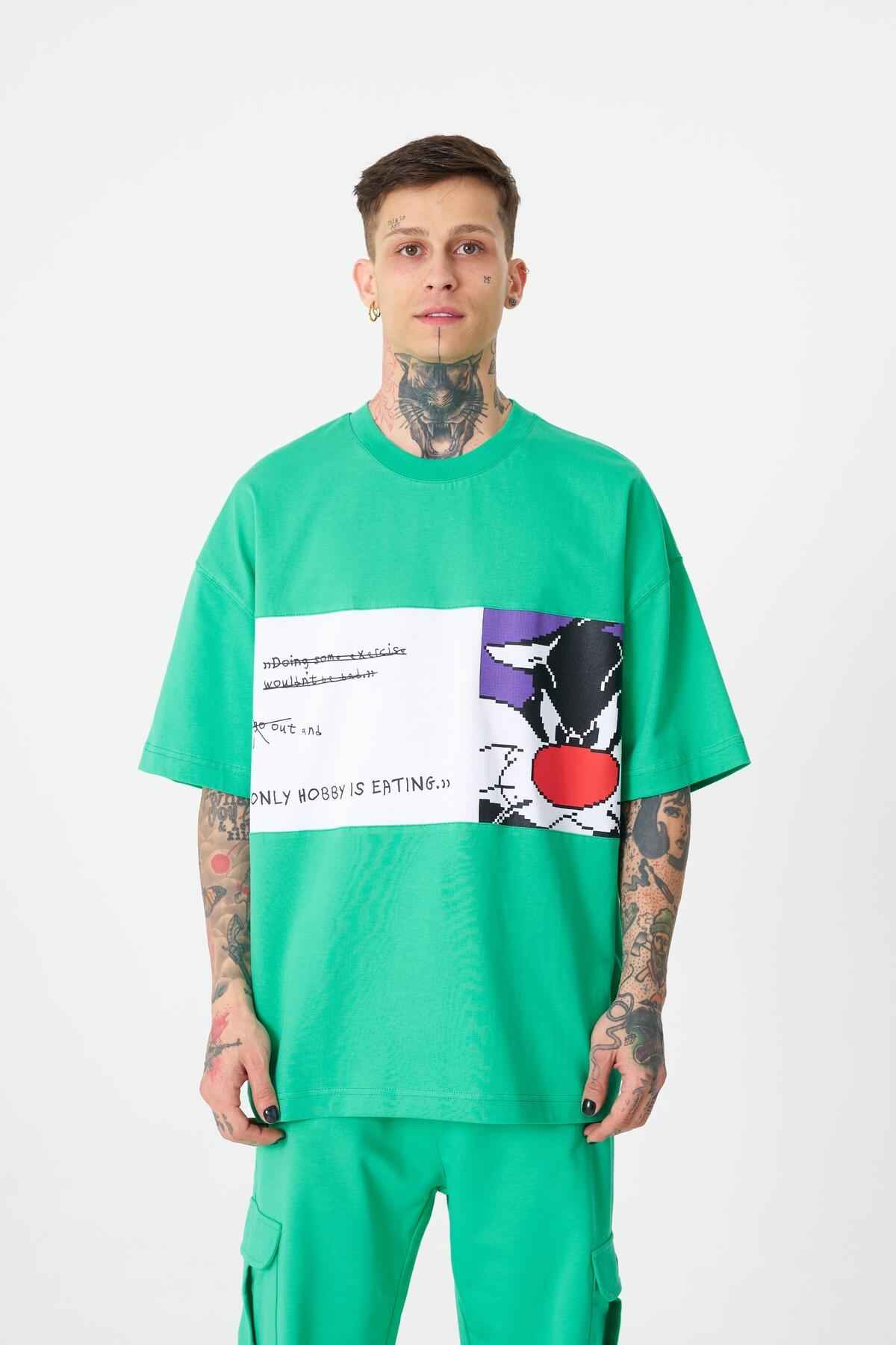 تیشرت مردانه به رنگ سبز روشن با چاپ سیلوستر