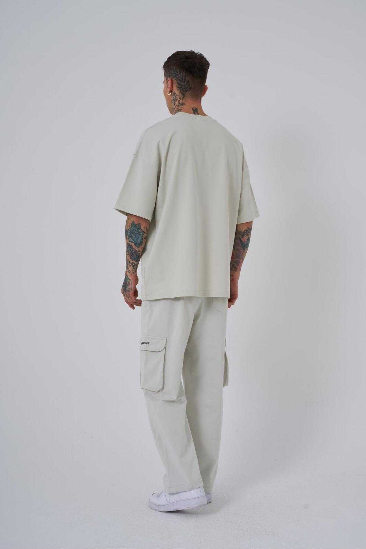 تیشرت مردانه سه گانه قهوه ای چاپ شده