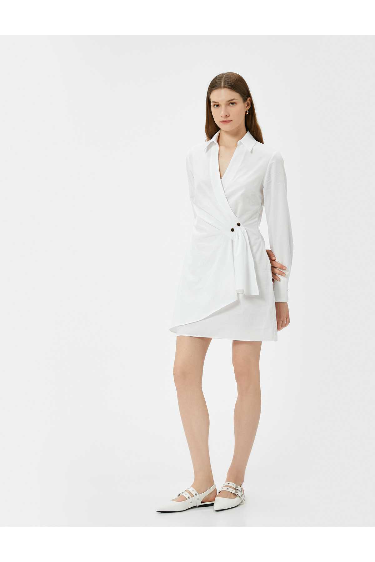 پیراهن یقه V-پنبه دکمه دار بسته بندی شده