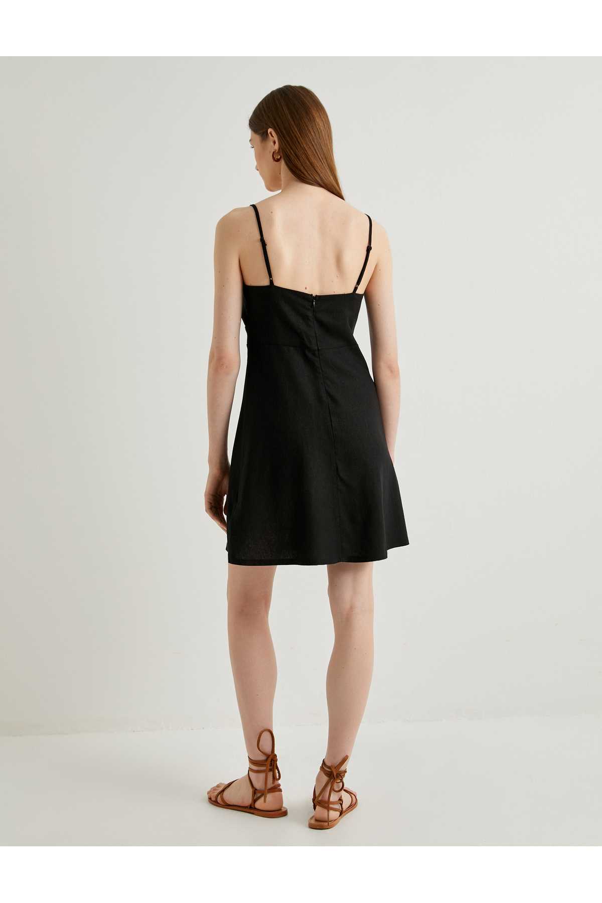 لباس کتانی ترکیبی مینی بند نازک مهره دار