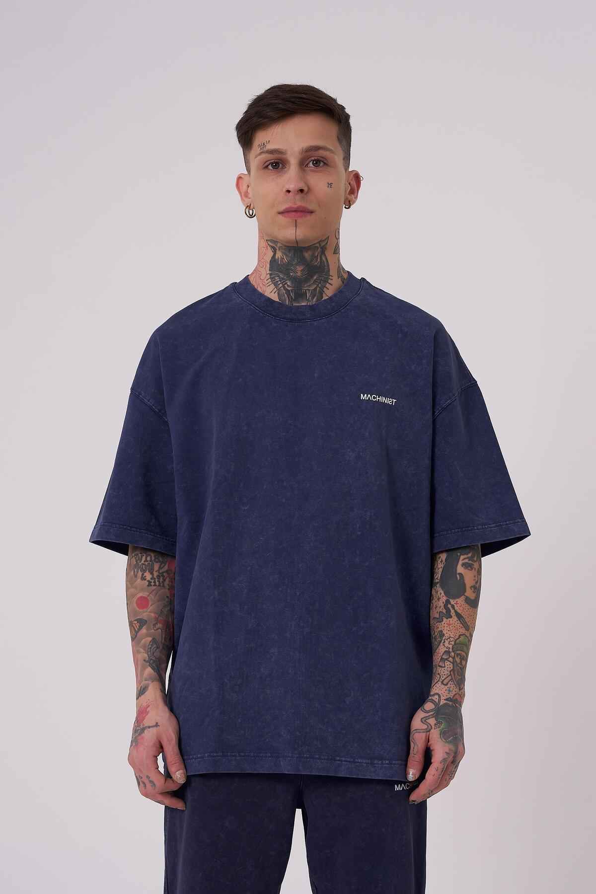 تیشرت مردانه لاکچری شسته شده پایه اور سایز خالدار خاکستری