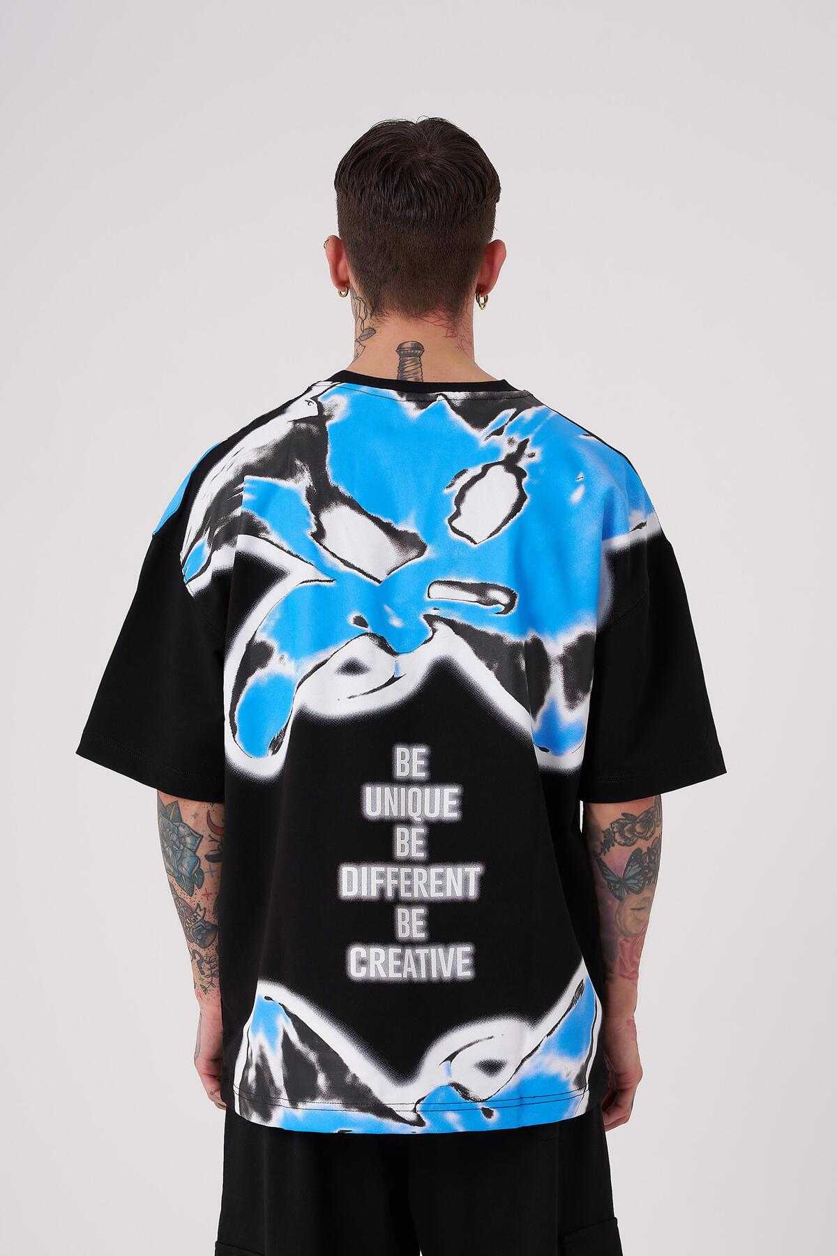 تیشرت مردانه بنفش با چاپ گل نیلوفر آبی سایز بزرگ