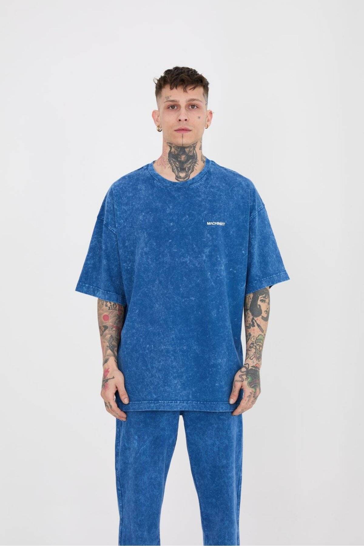 تیشرت مردانه لاکچری شسته شده پایه اور سایز خالدار خاکستری