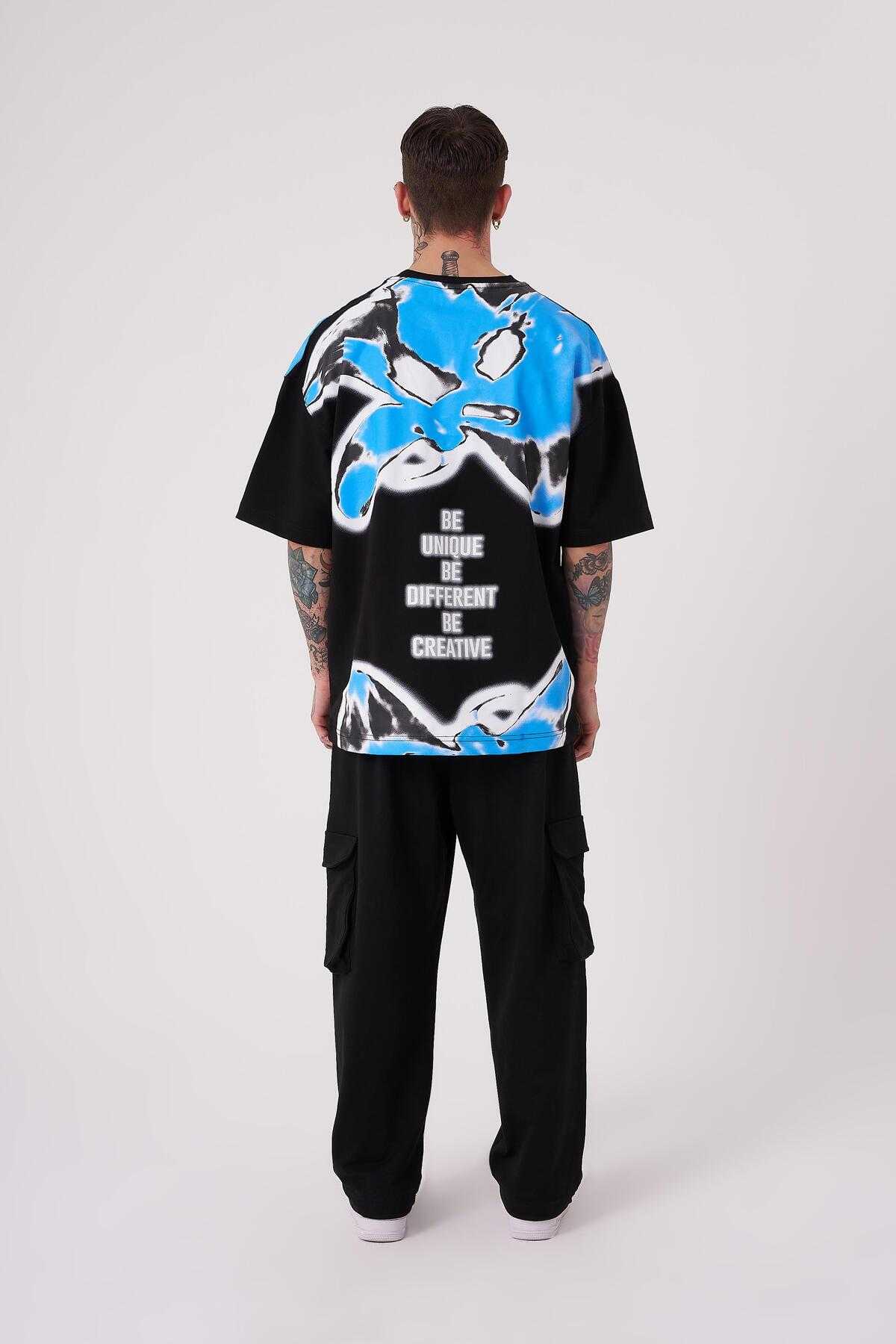 تیشرت مردانه بنفش با چاپ گل نیلوفر آبی سایز بزرگ