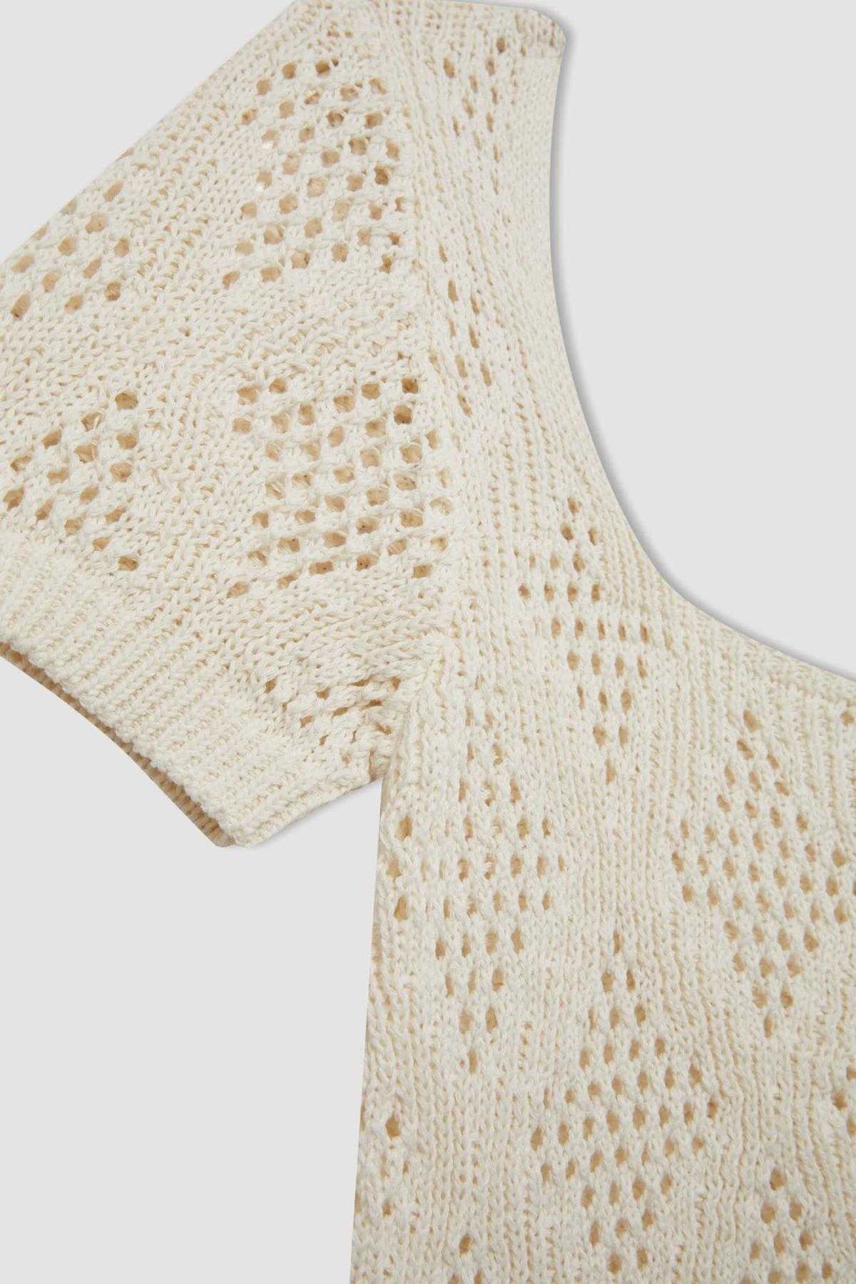 پلیور یقه مربعی کراپ تاپ