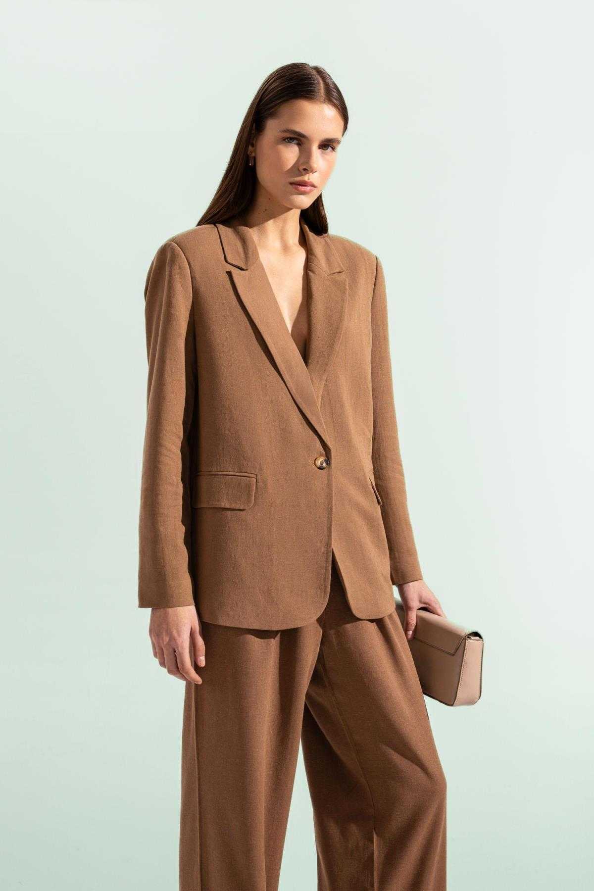 کاپشن کتانی ترکیبی با تناسب معمولی