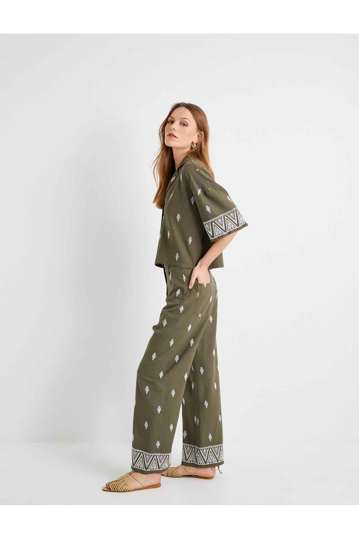 شلوار Palazzo دور کمر معمولی دوزی قومی