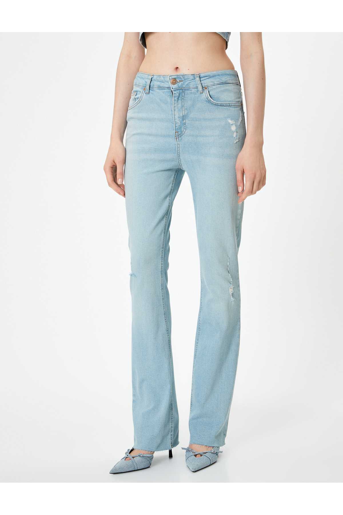 شلوار جین گشاد سبک و باریک با کمر بلند - ویکتوریا اسلیم جین