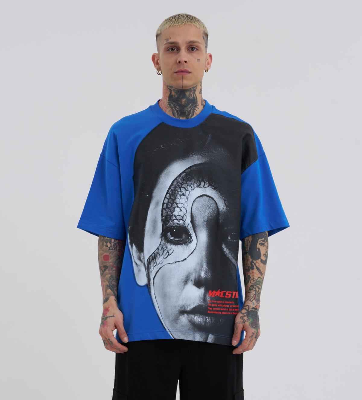 تیشرت مردانه Macstar Snake Face Oversize Ecru